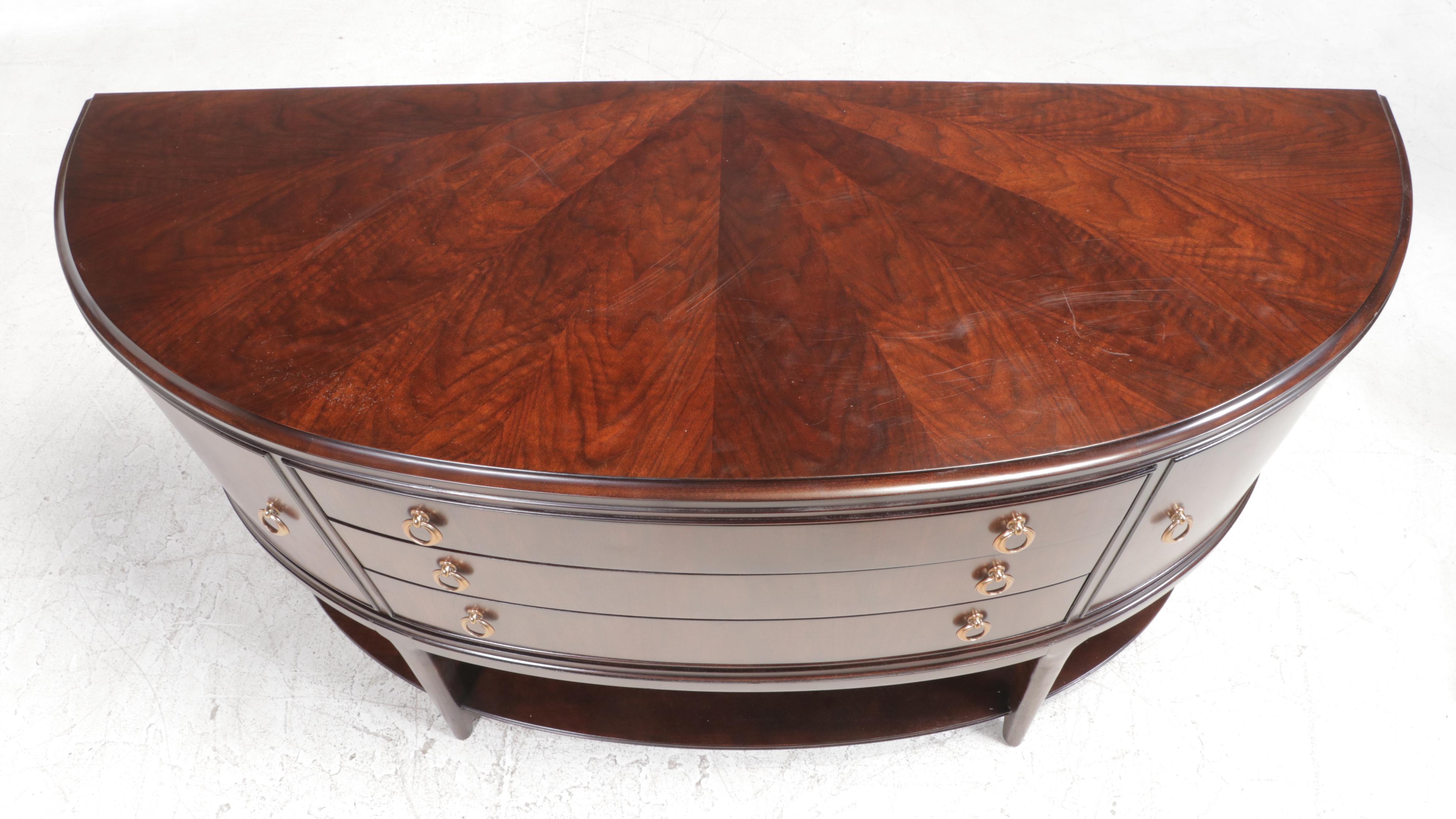 Thomasville "Studio 455" Art Moderne Style Walnut Demilune Sideboard