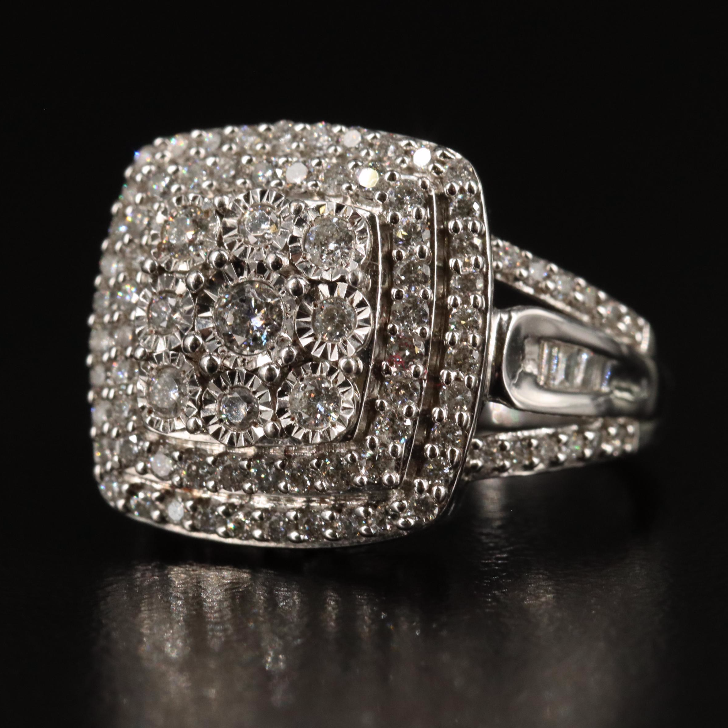 Sterling Diamond Double Halo Ring