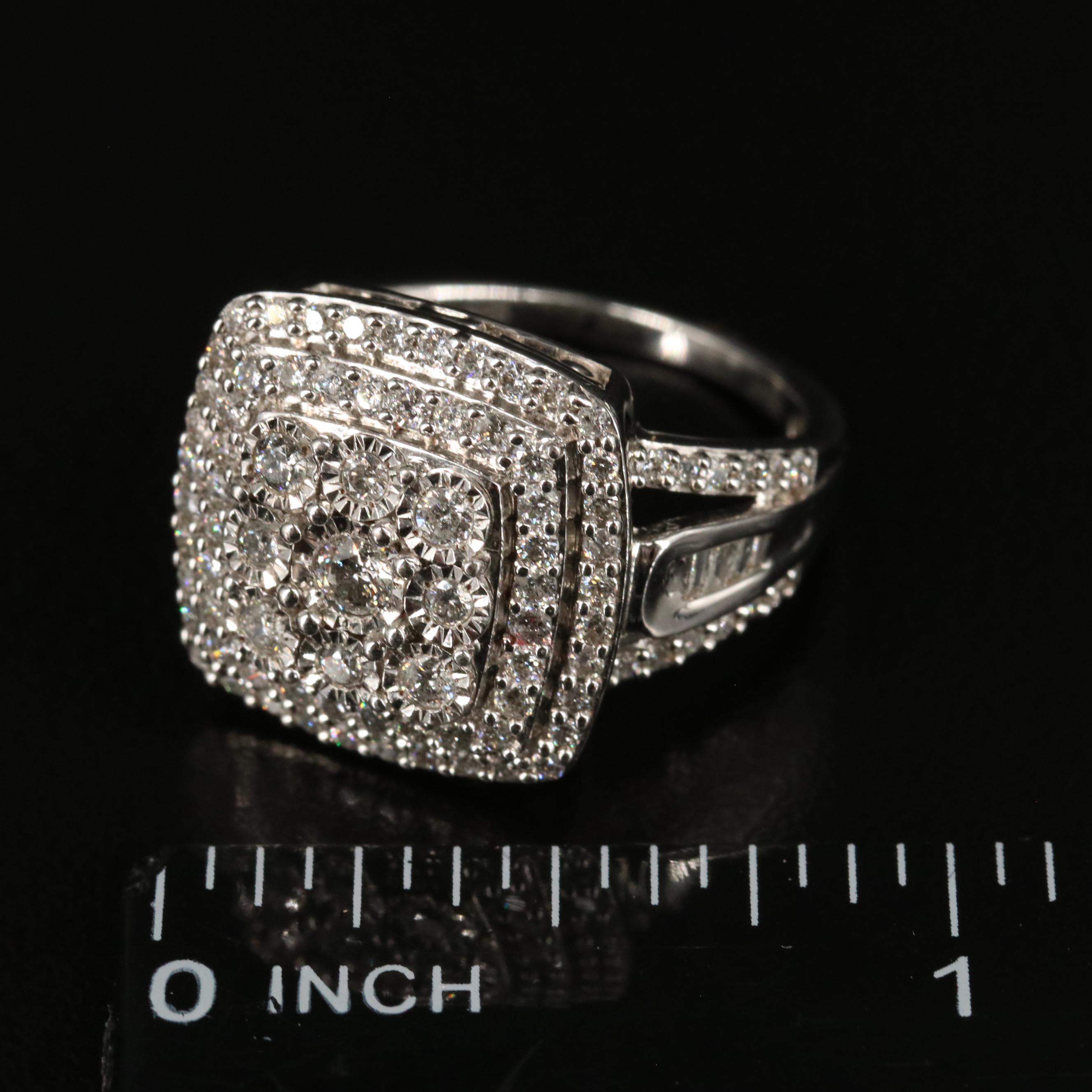Sterling Diamond Double Halo Ring