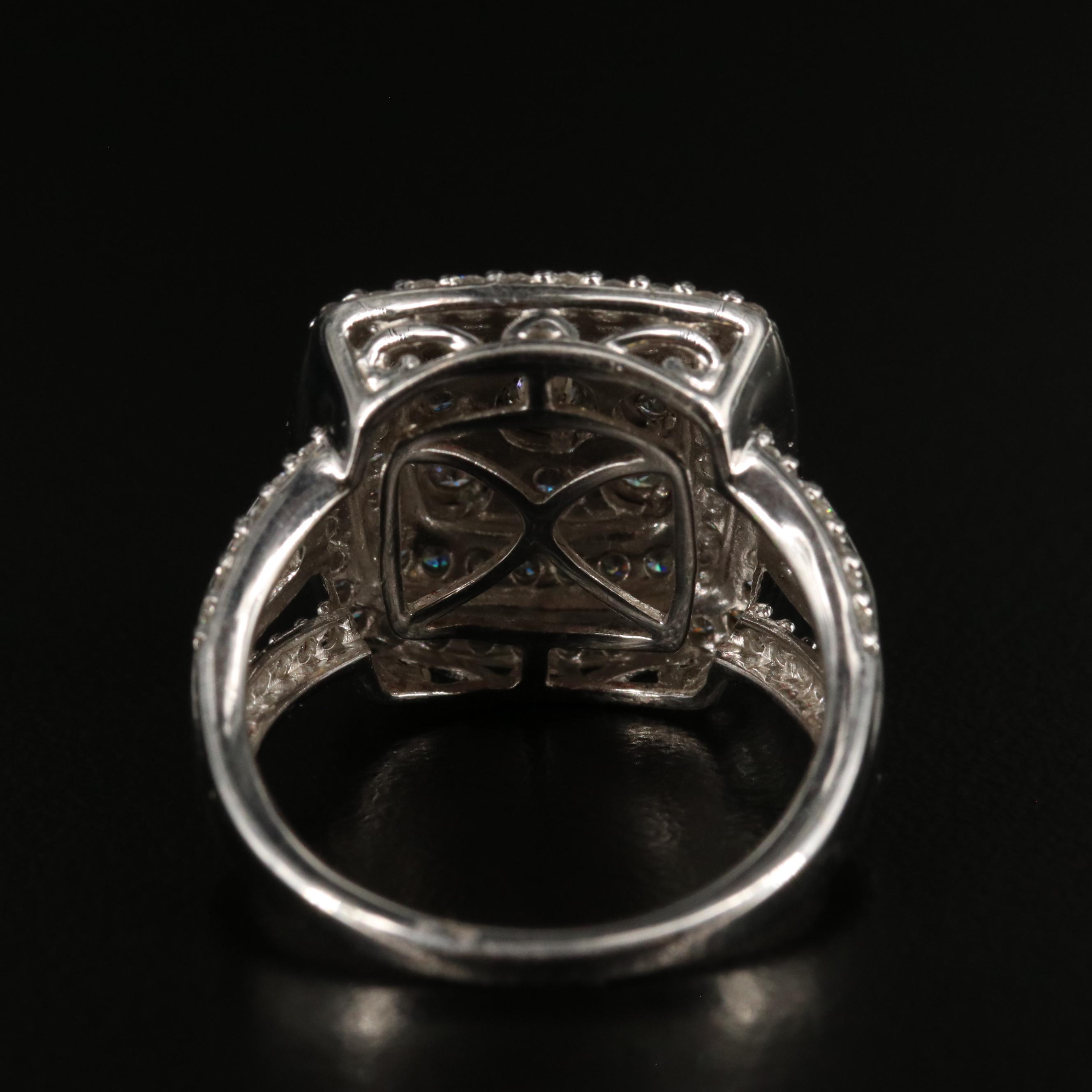 Sterling Diamond Double Halo Ring