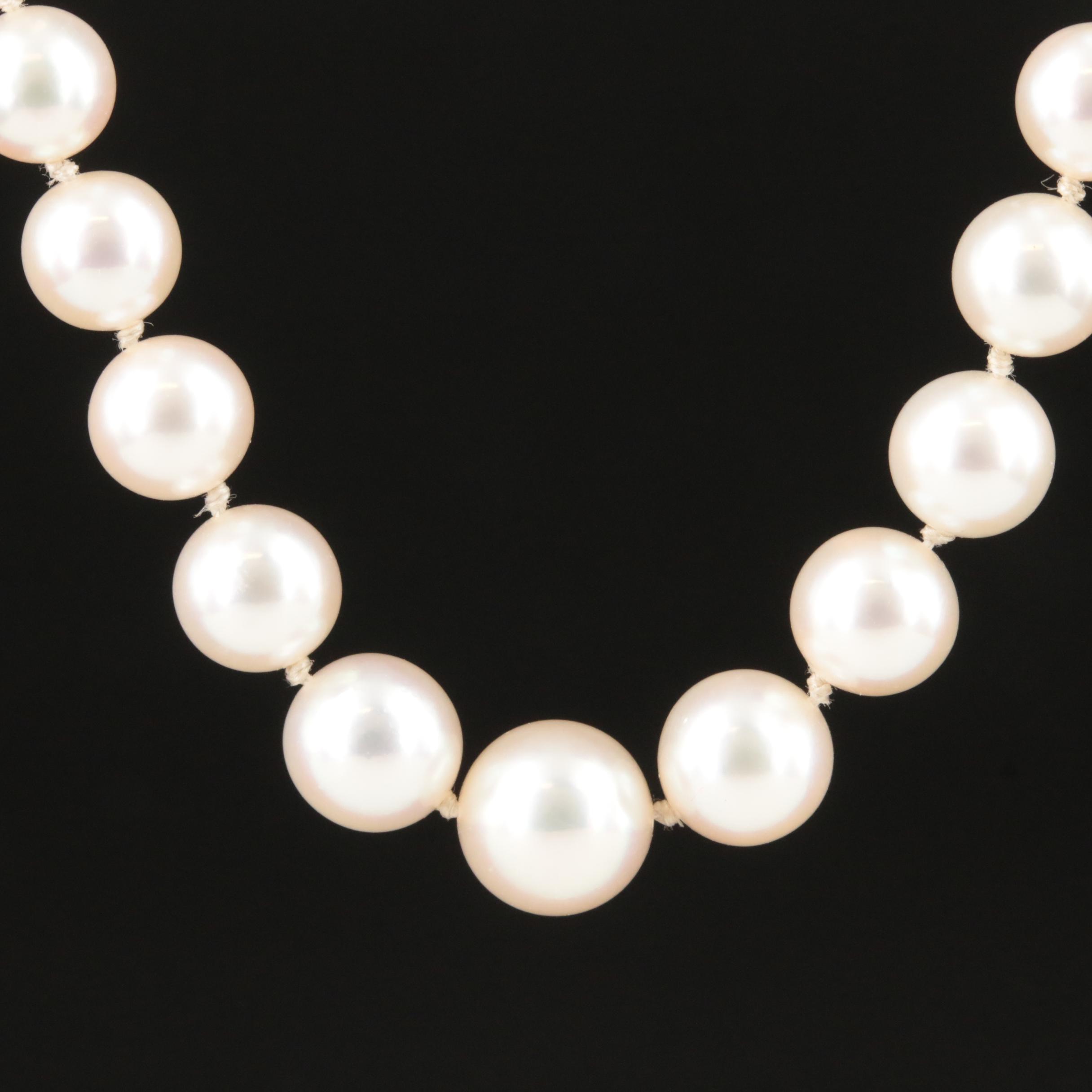Mikimoto Graduated Pearl Necklace with 14K Clasp
