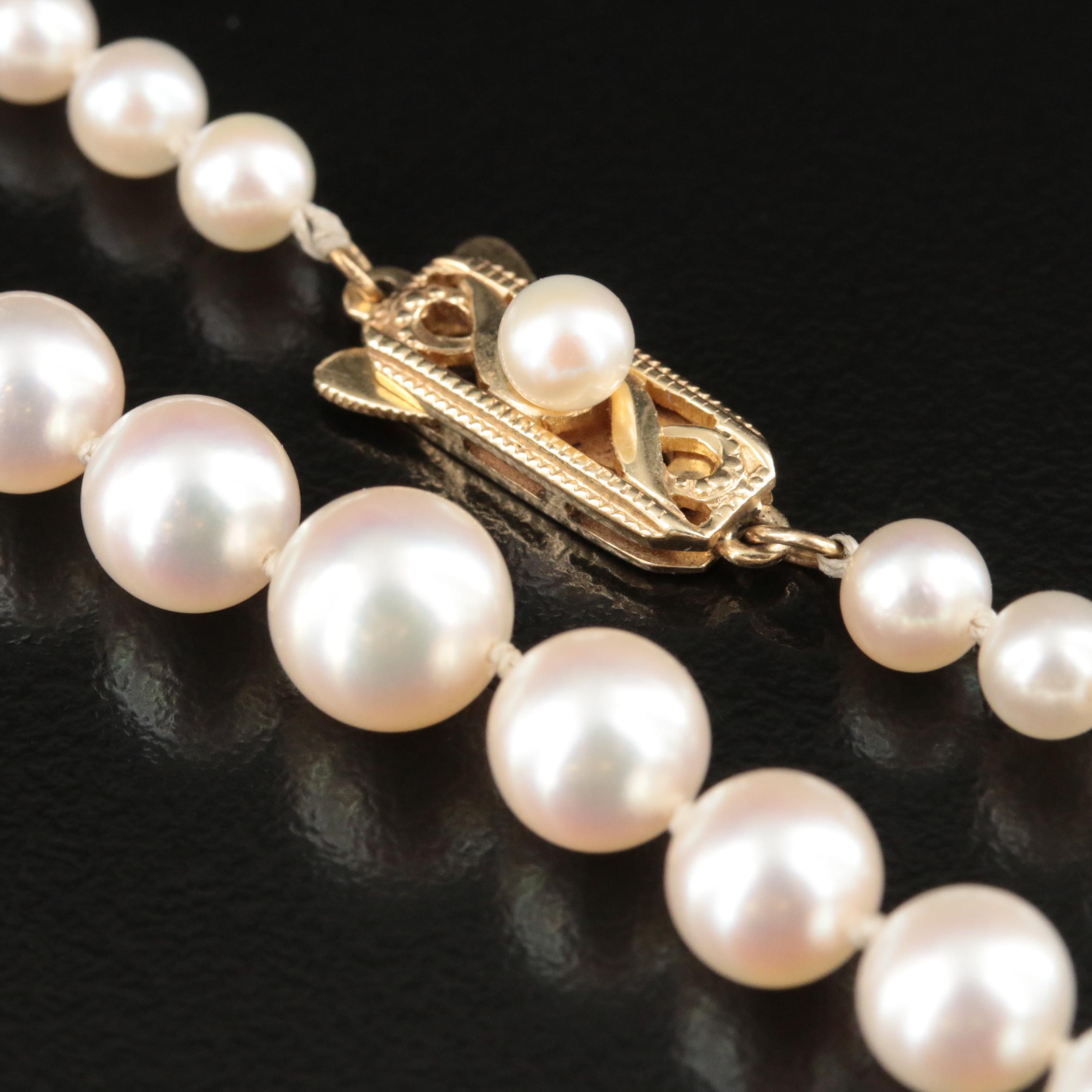 Mikimoto Graduated Pearl Necklace with 14K Clasp