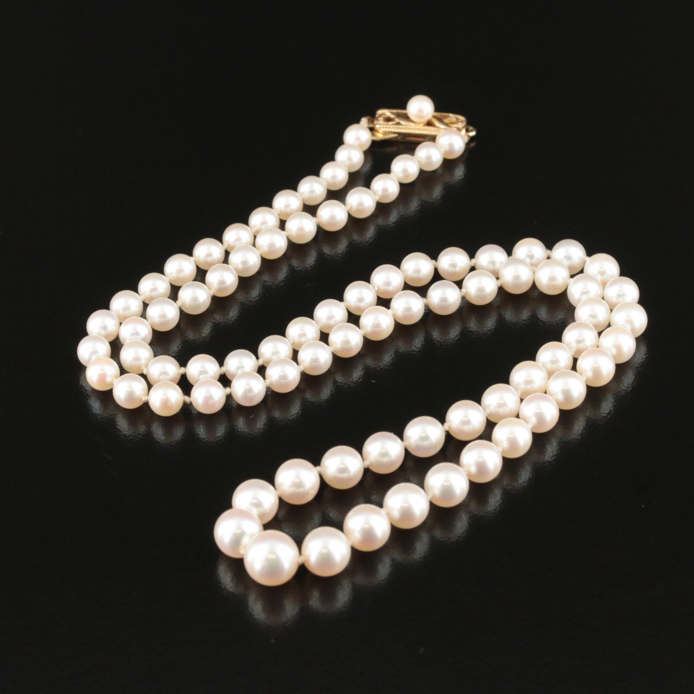 Mikimoto Graduated Pearl Necklace with 14K Clasp