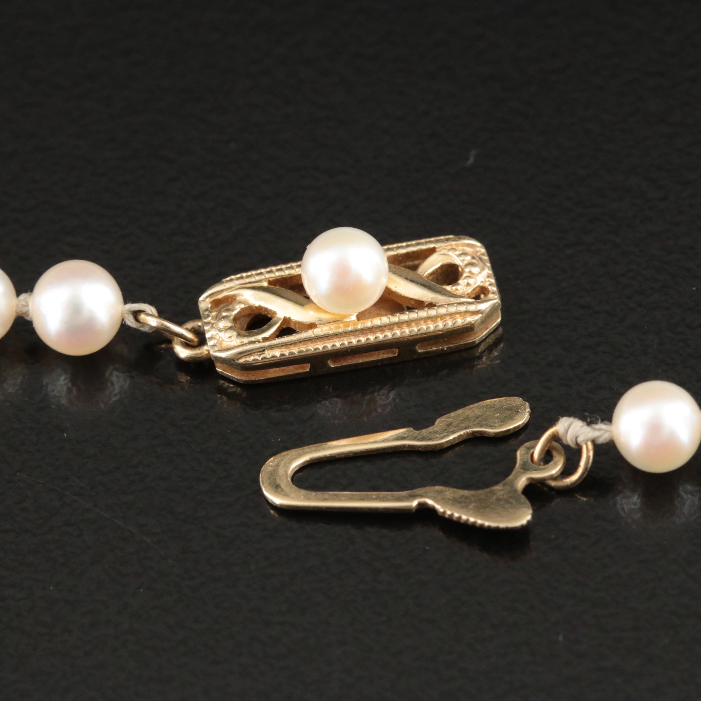 Mikimoto Graduated Pearl Necklace with 14K Clasp