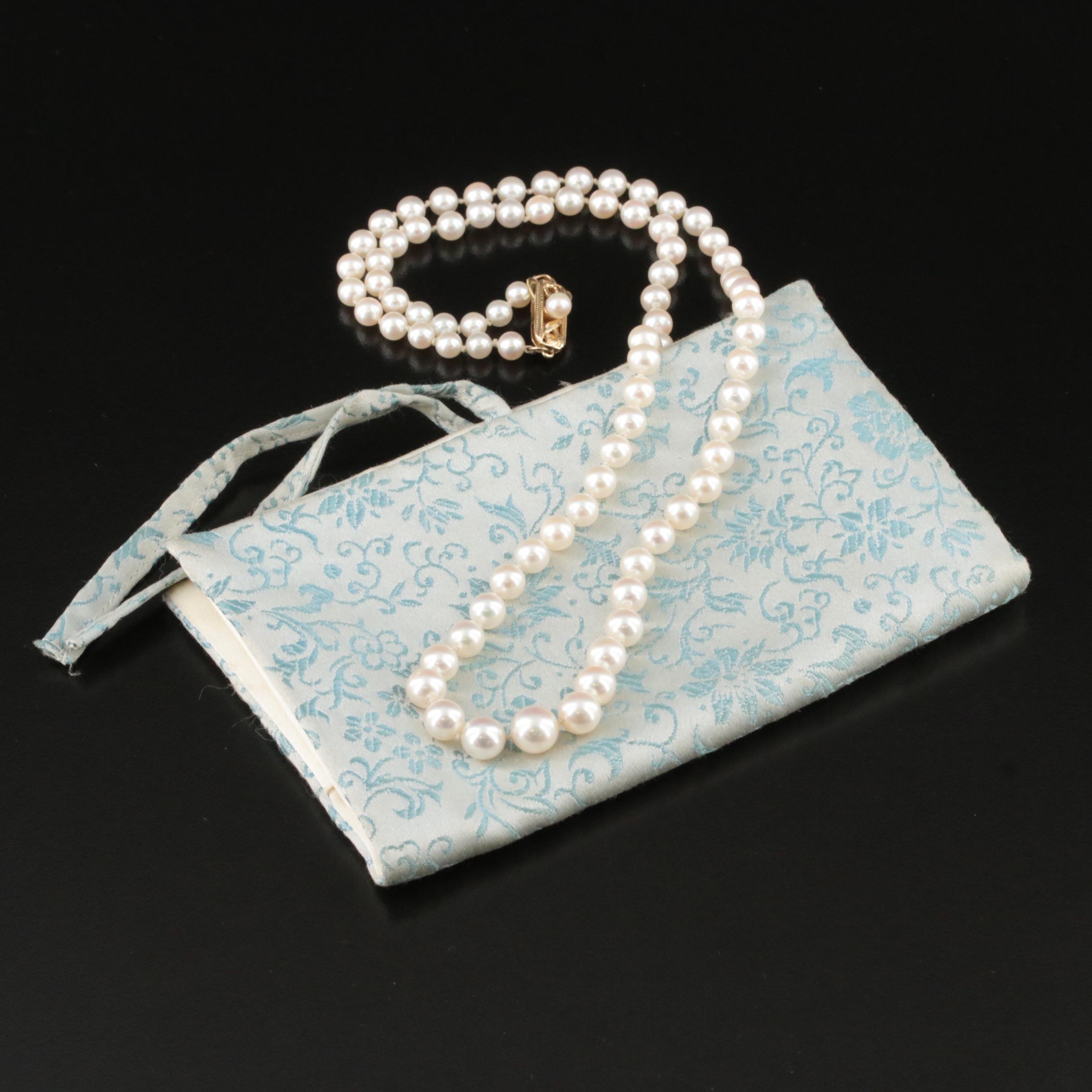 Mikimoto Graduated Pearl Necklace with 14K Clasp