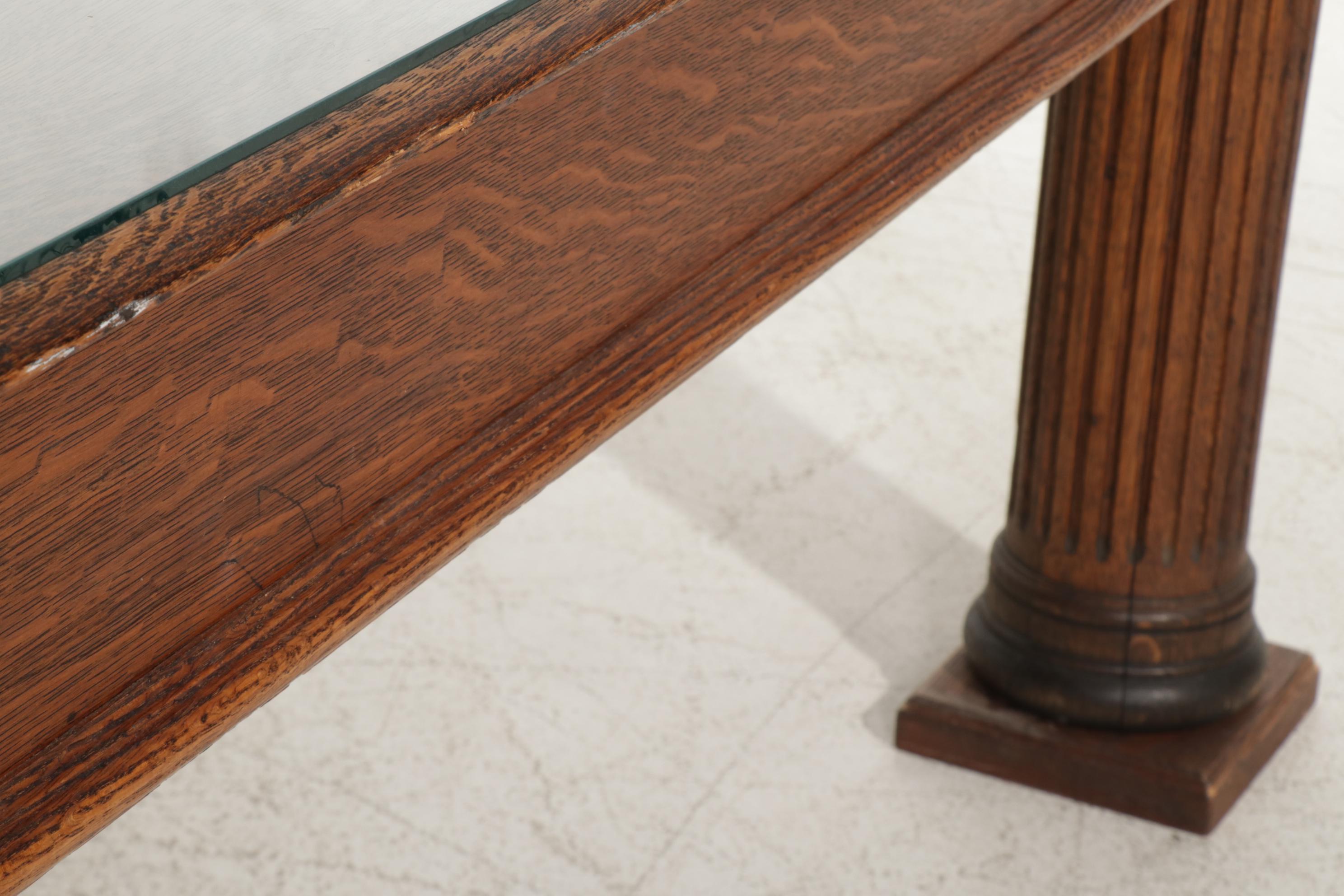 Late Victorian Oak 12' Table with Columnar Pedestal Legs, circa 1900