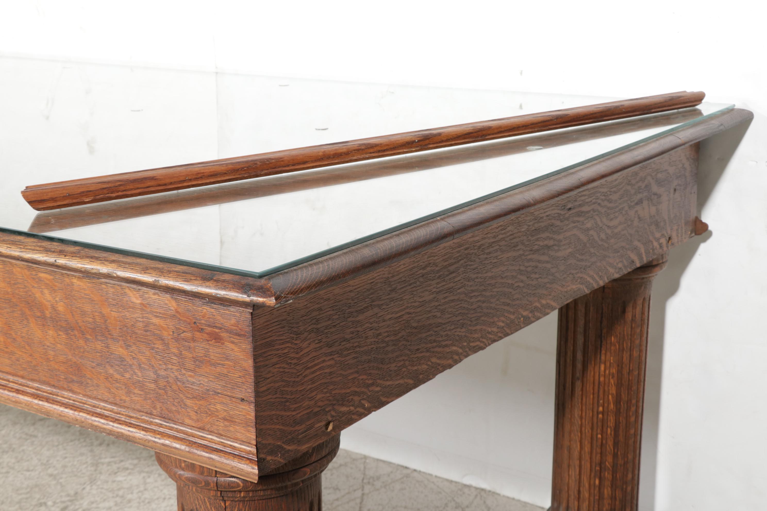 Late Victorian Oak 12' Table with Columnar Pedestal Legs, circa 1900