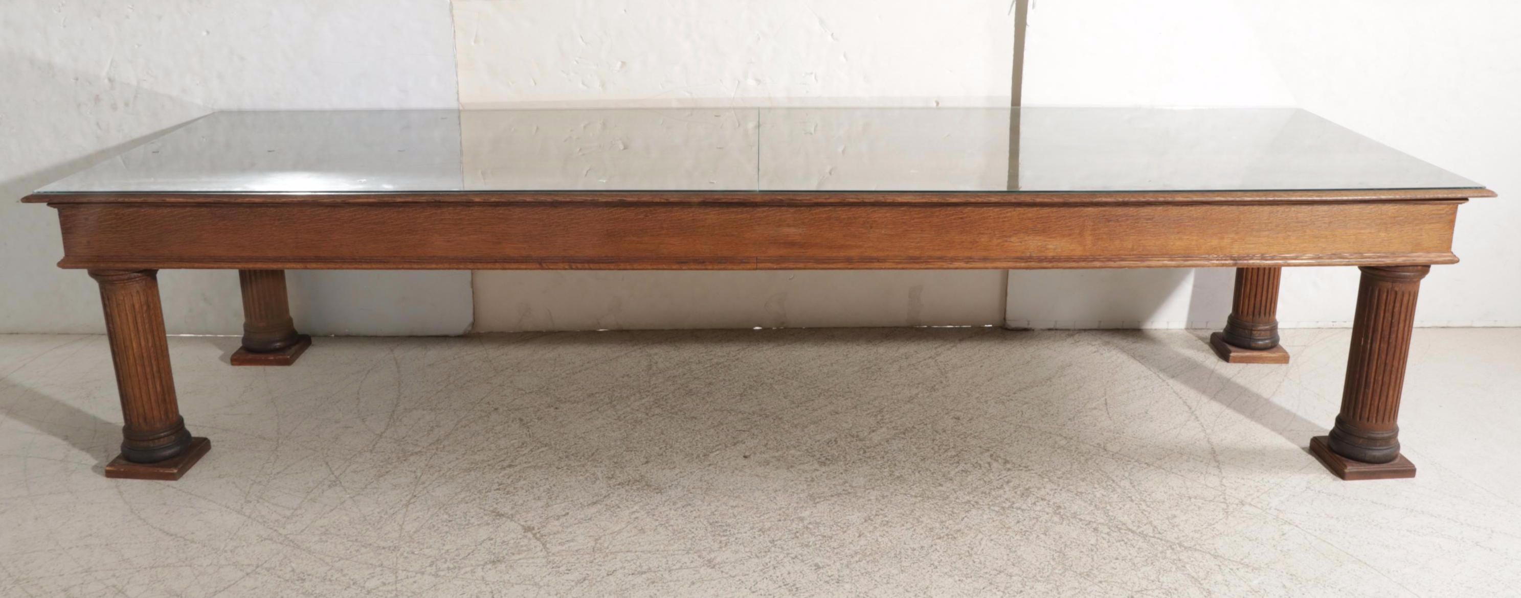Late Victorian Oak 12' Table with Columnar Pedestal Legs, circa 1900