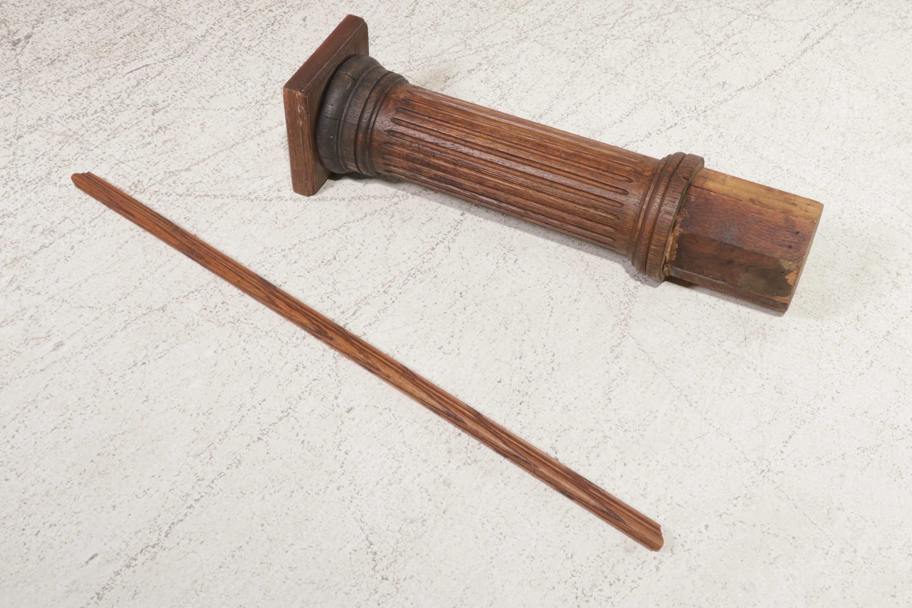 Late Victorian Oak 12' Table with Columnar Pedestal Legs, circa 1900