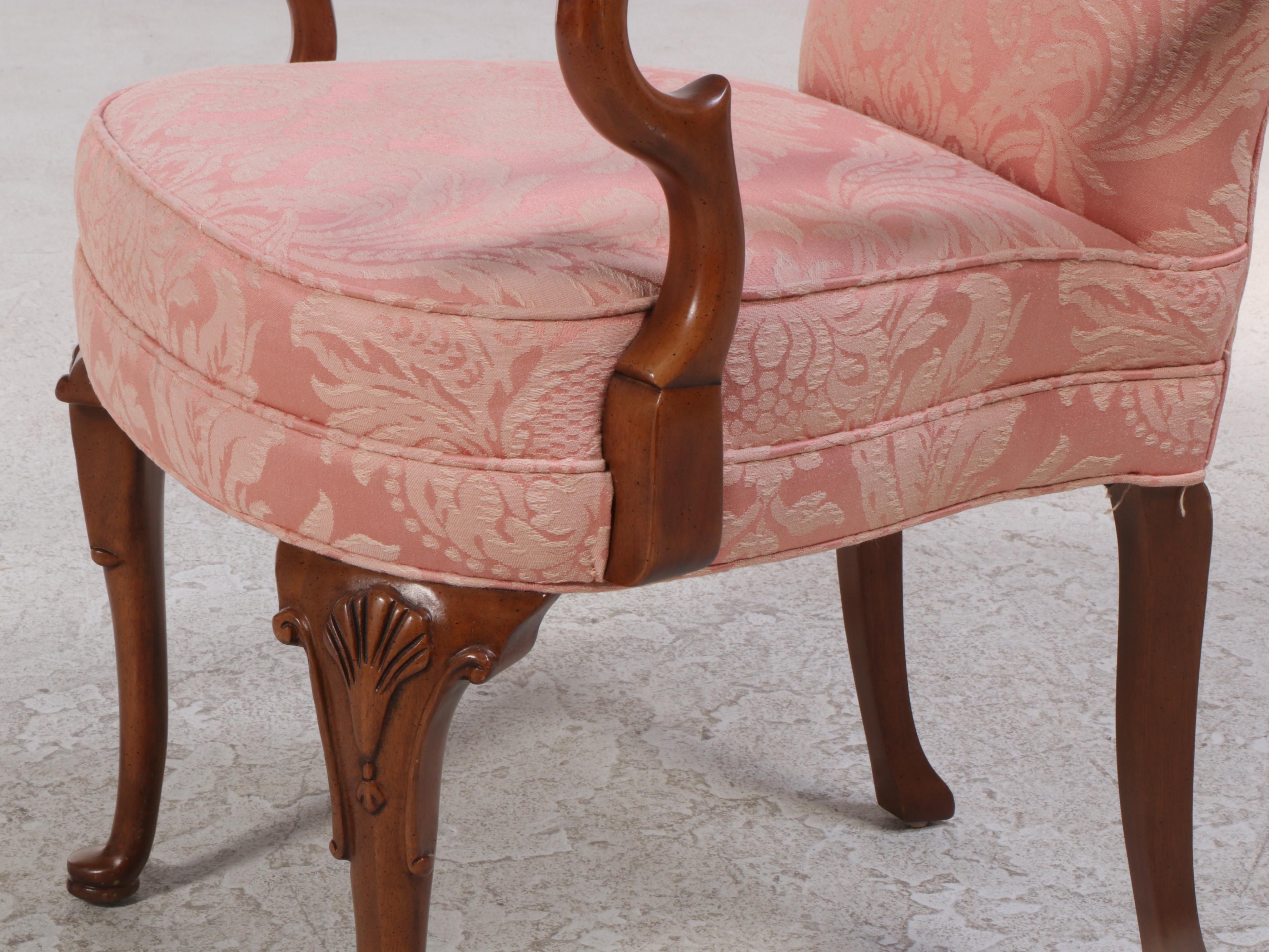 Drexel Queen Anne Style Mahogany and Custom-Upholstered Armchair