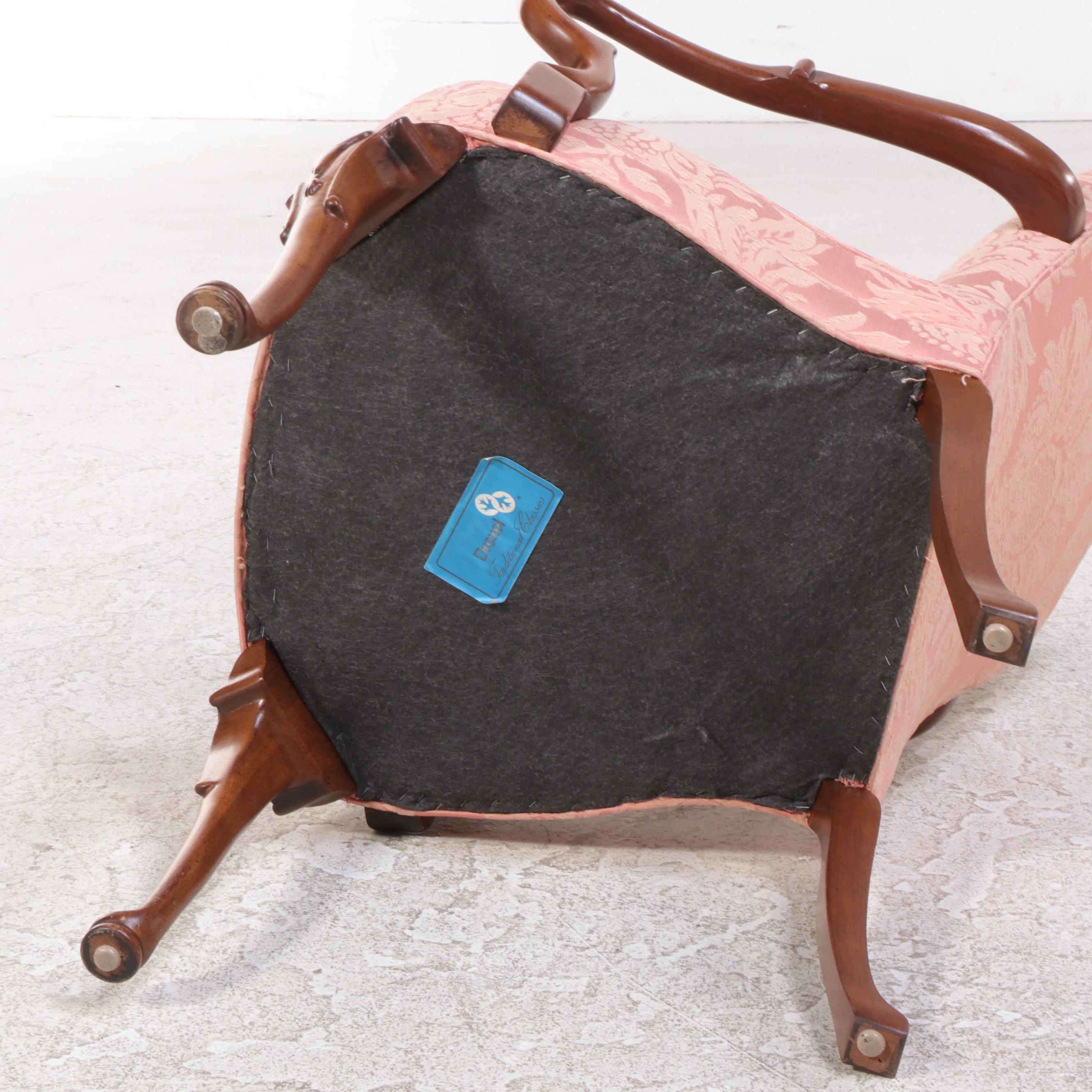 Drexel Queen Anne Style Mahogany and Custom-Upholstered Armchair