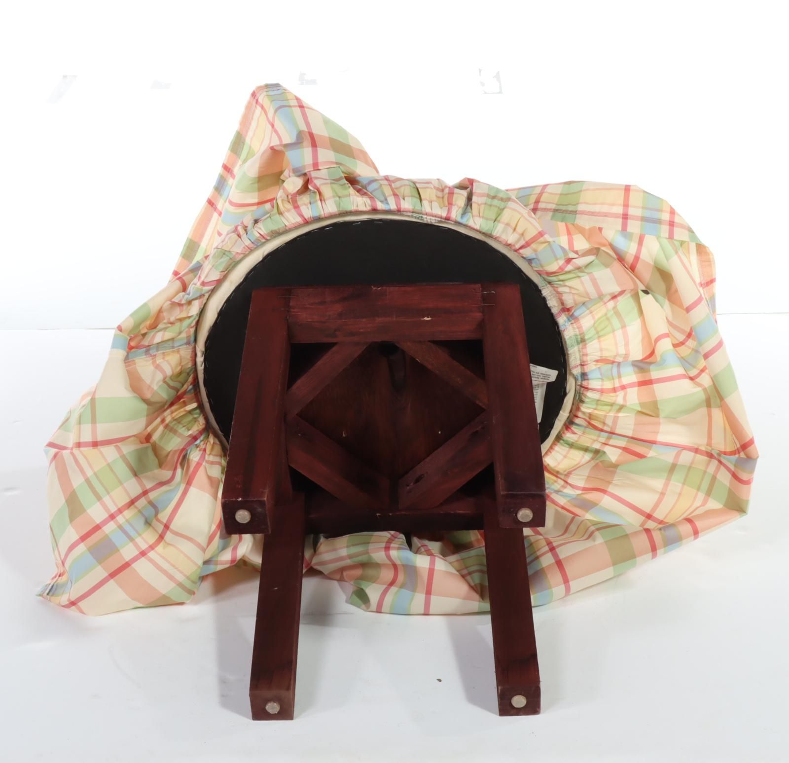 Custom-Slipcovered Swivel Vanity Stool