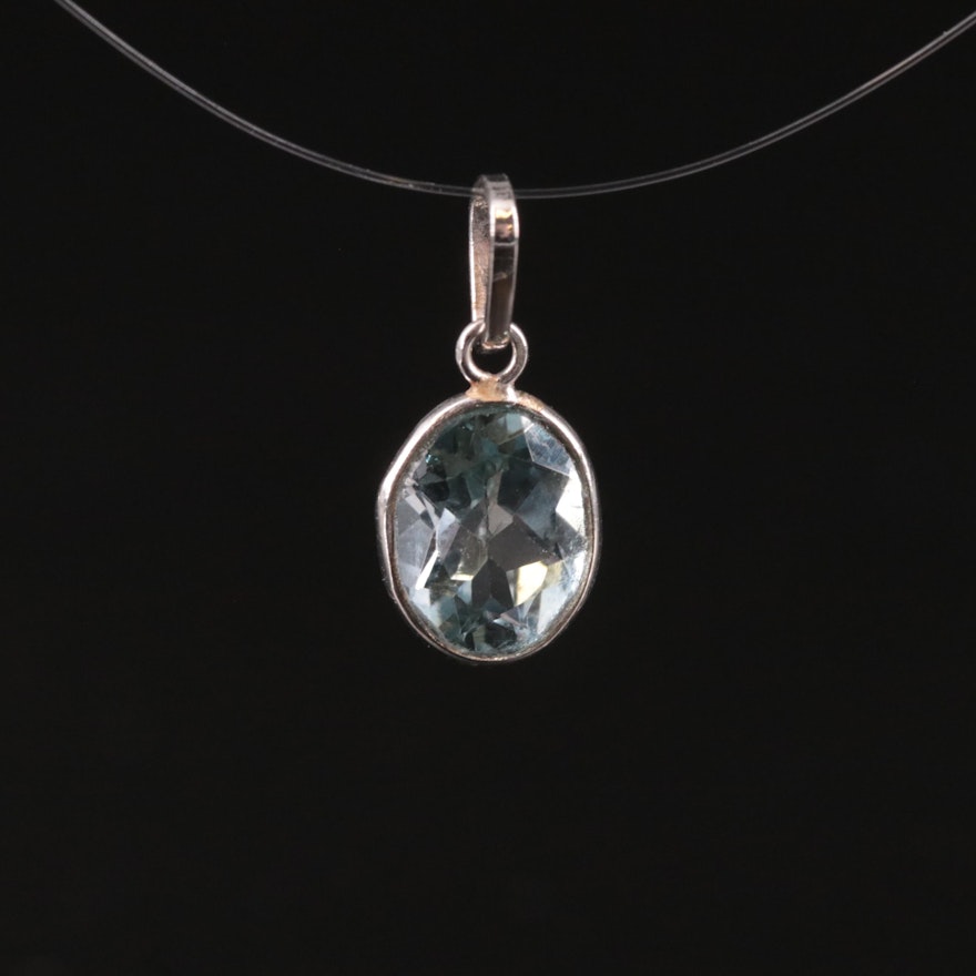 14K Blue Topaz Pendant