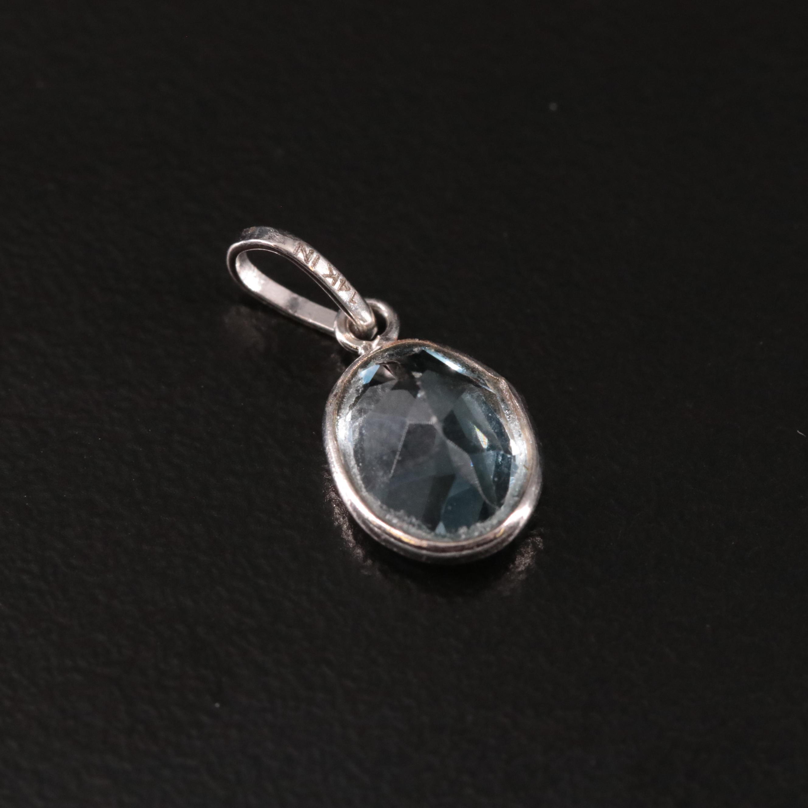 14K Blue Topaz Pendant