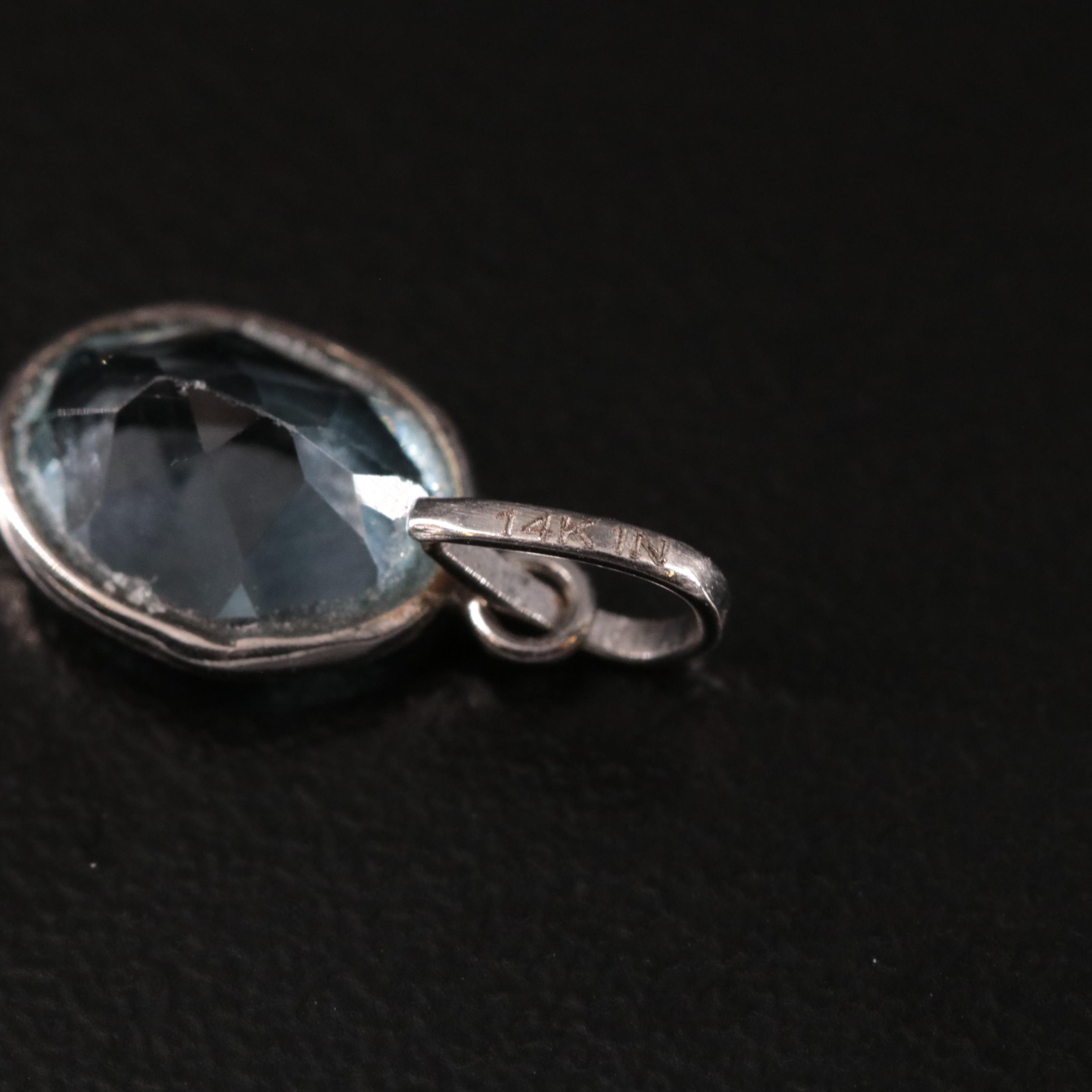 14K Blue Topaz Pendant