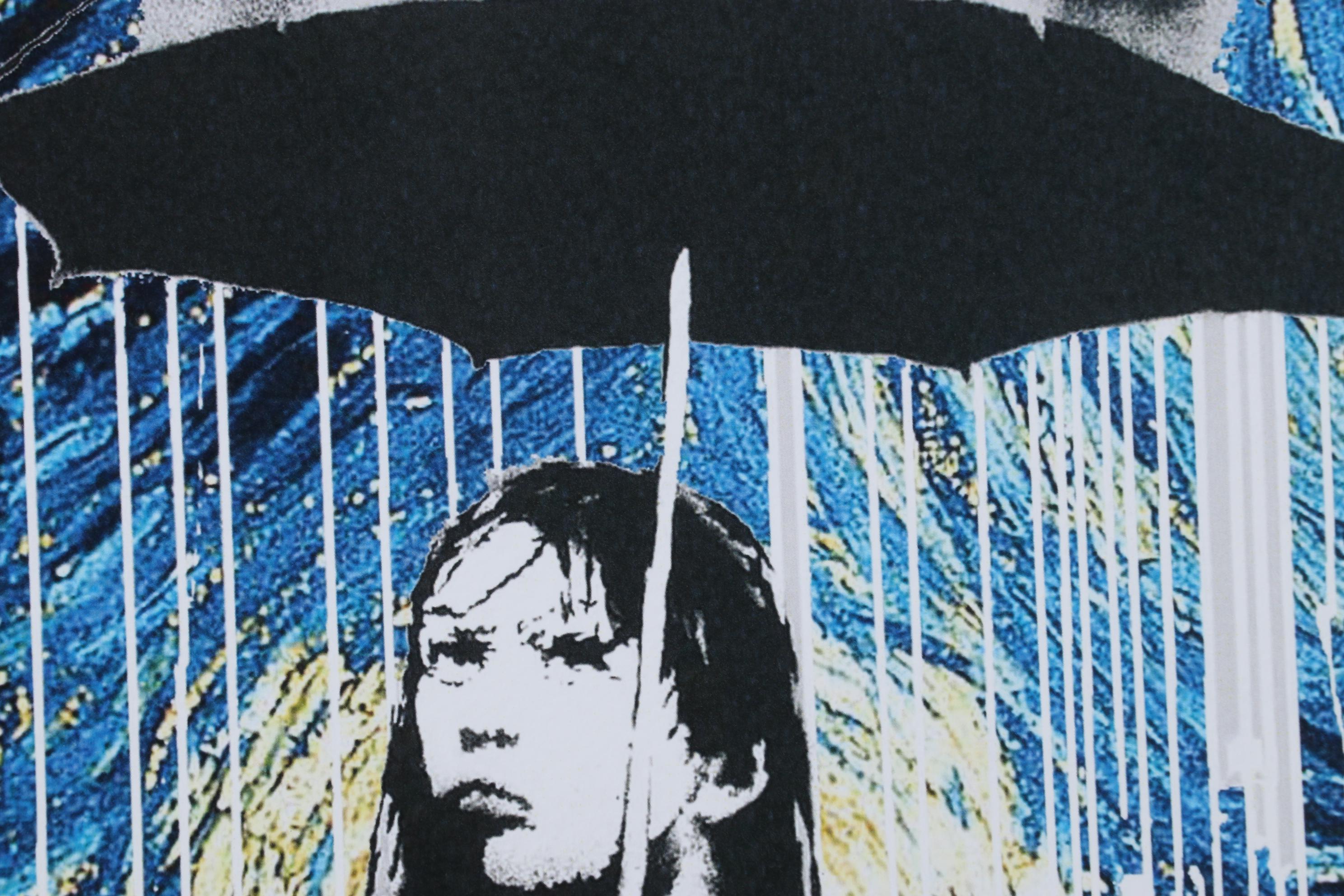 Death NYC Pop Art Graphic Print Banksy Girl with Umbrella and The Starry Night