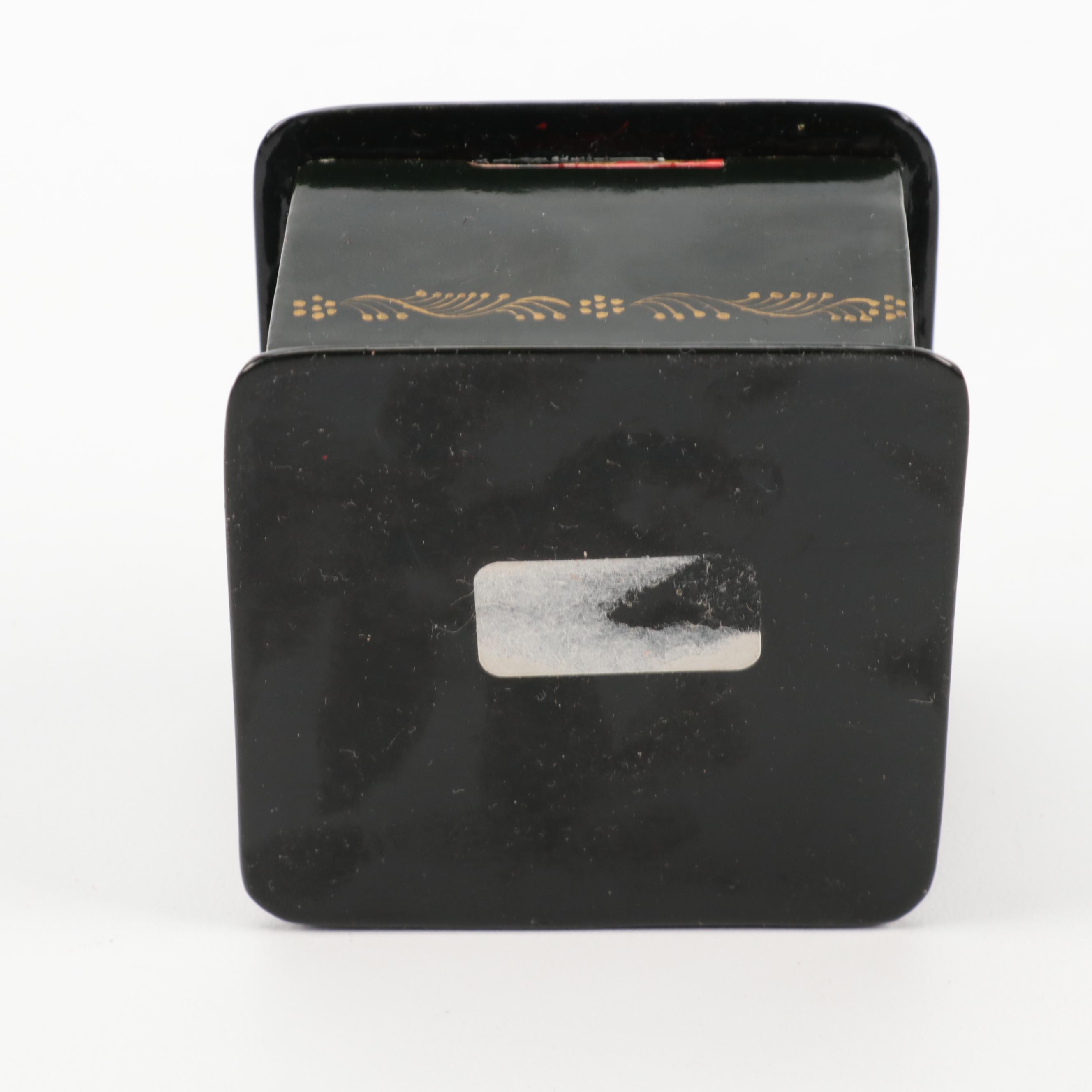 Russian Bouquet Hand-Painted Lacquerware Brooches and Fairy Tale Box