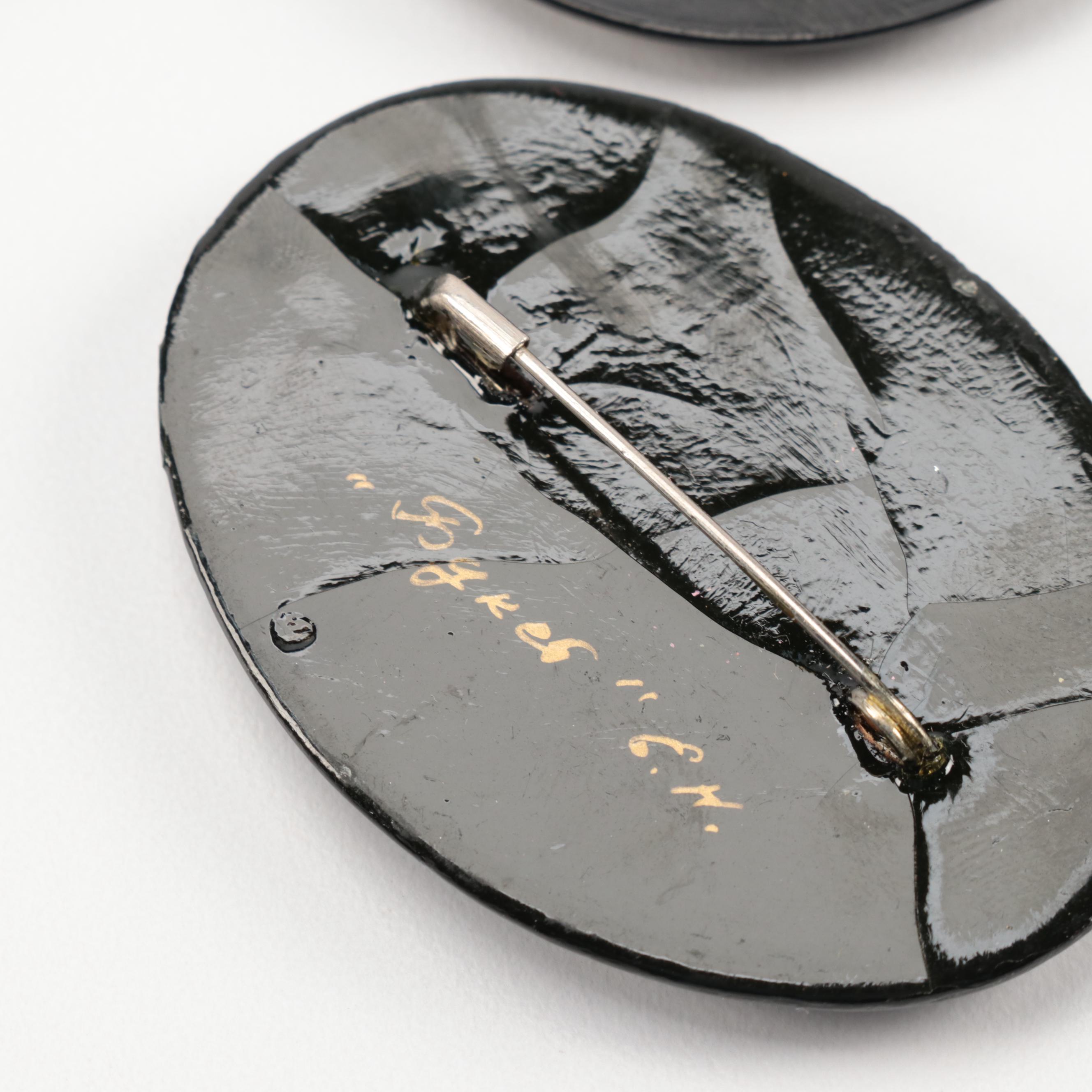 Russian Bouquet Hand-Painted Lacquerware Brooches and Fairy Tale Box