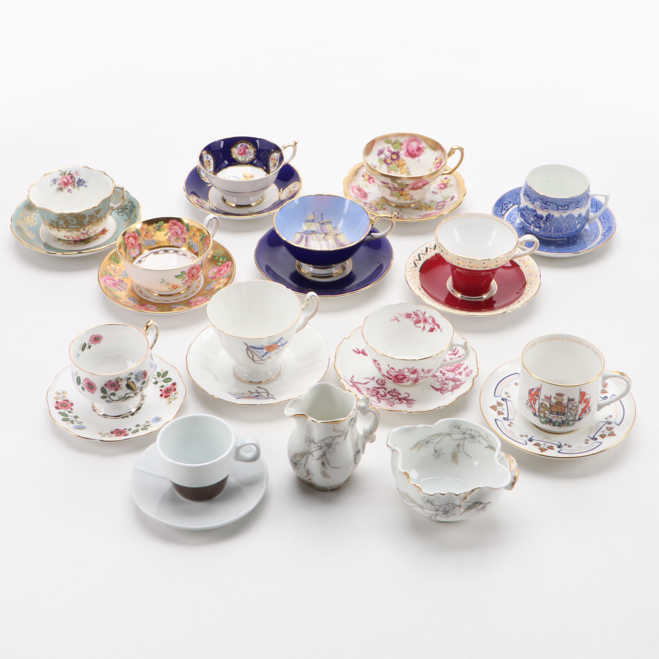 Royal Grafton Blue Willow Bone China Teacup and Saucer with More