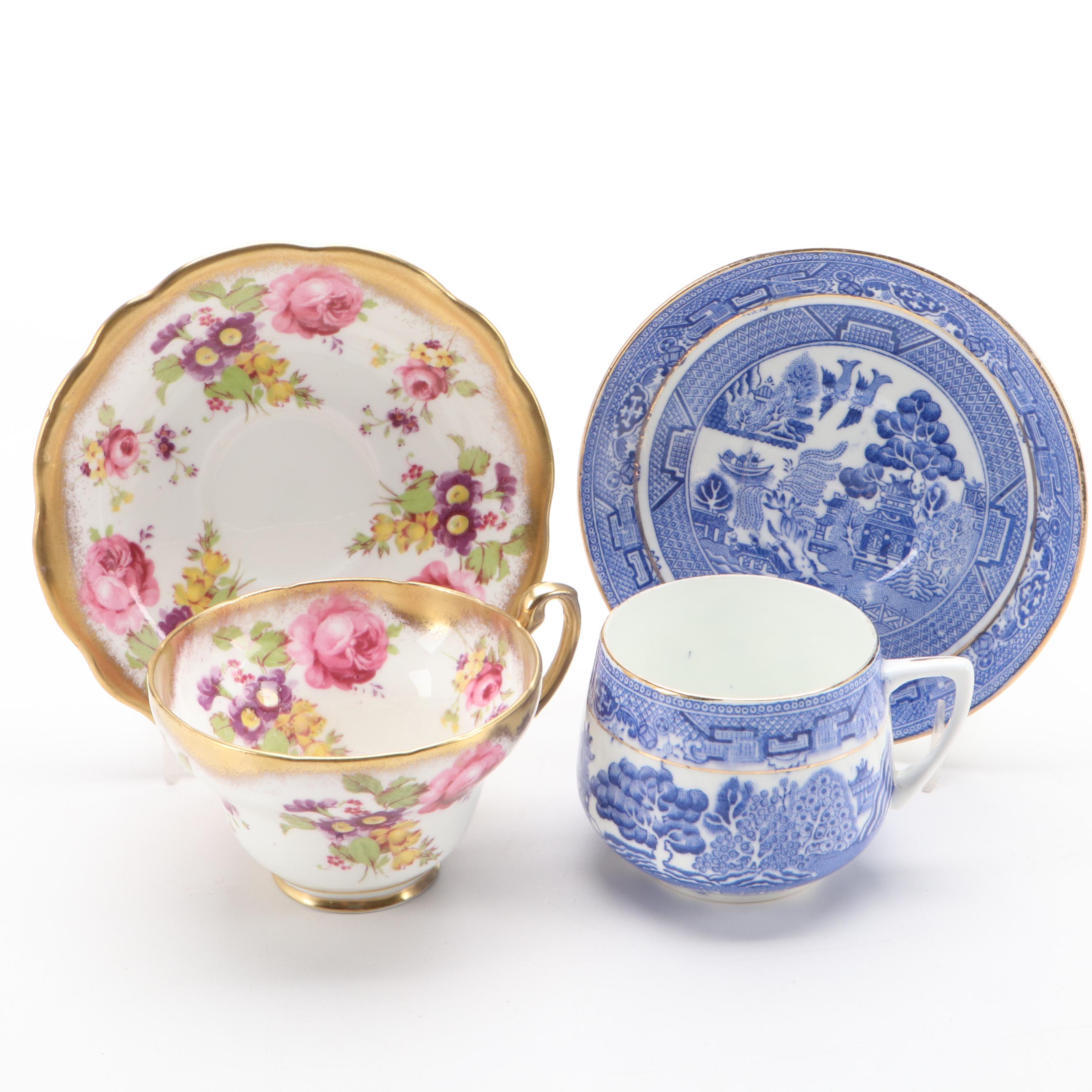 Royal Grafton Blue Willow Bone China Teacup and Saucer with More