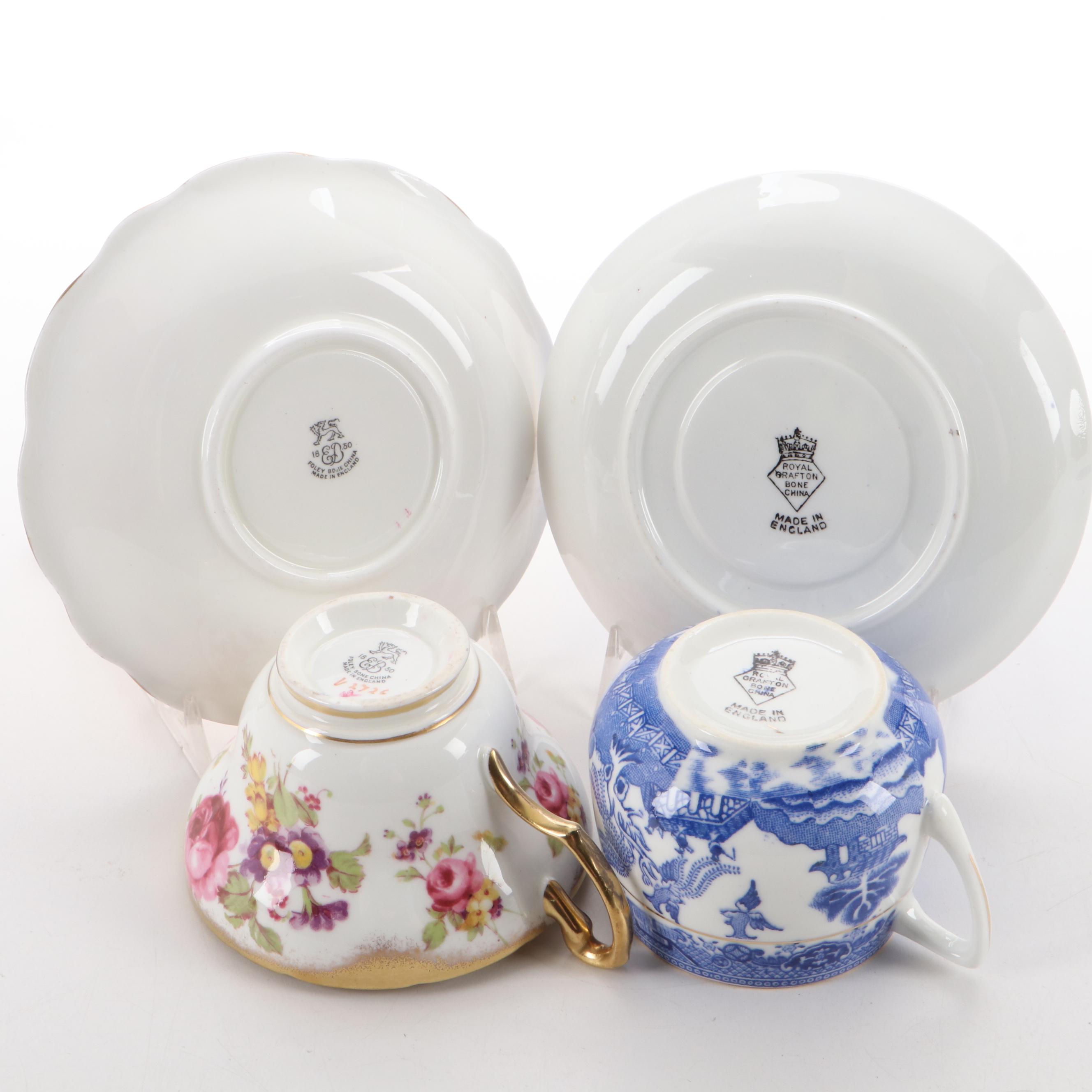 Royal Grafton Blue Willow Bone China Teacup and Saucer with More