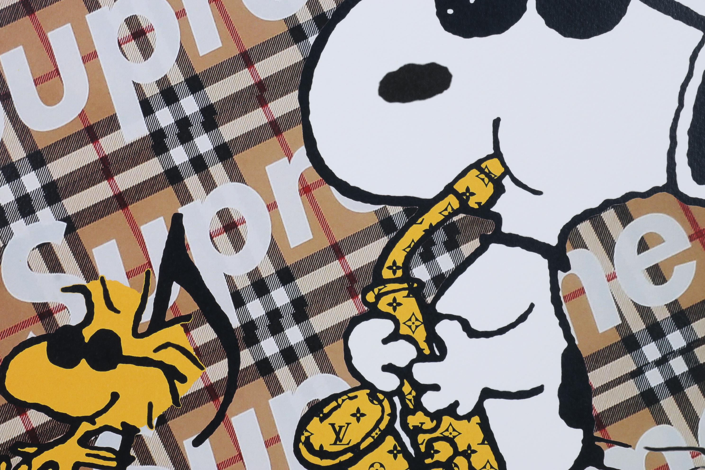 Death NYC Pop Art Graphic Print Snoopy and Woodstock with Burberry