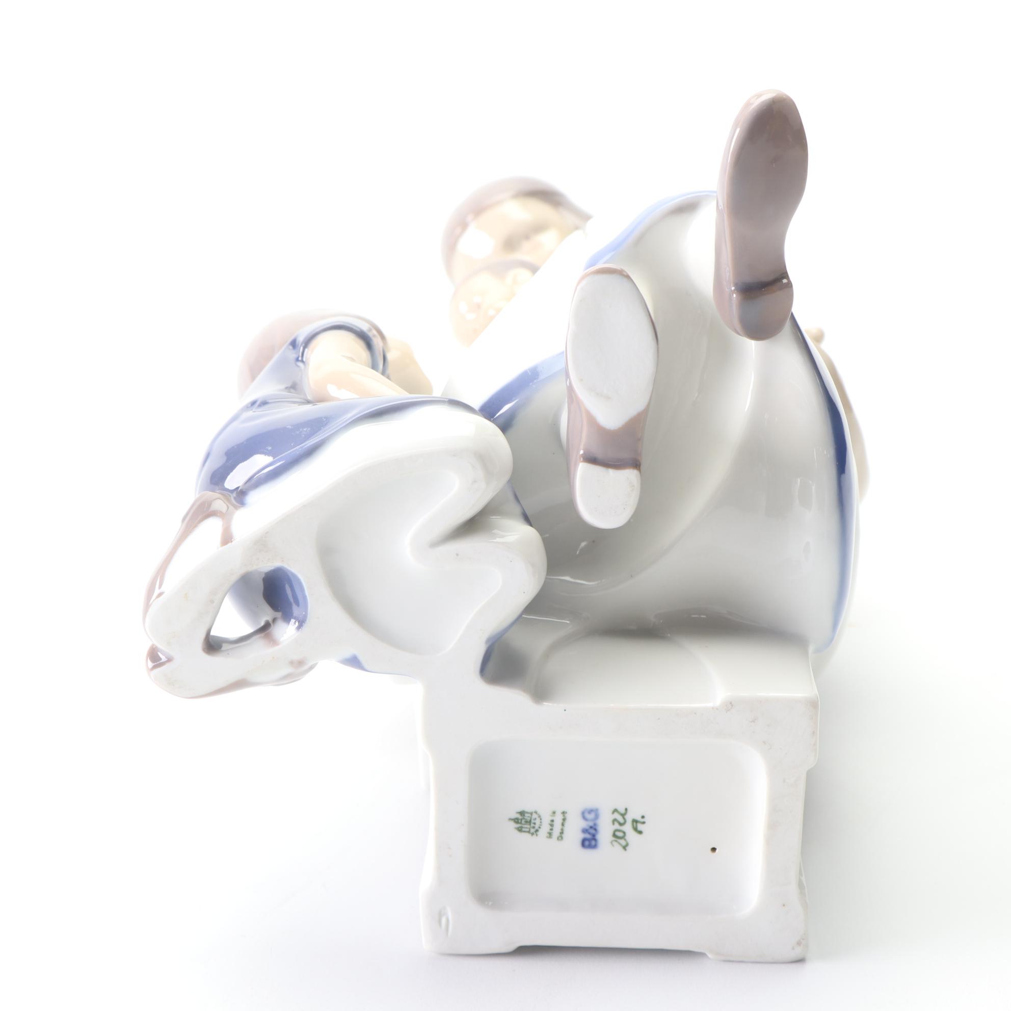 Bing & Grøndahl "Mother and Two Children" Porcelain Figurine, Mid-20th Century