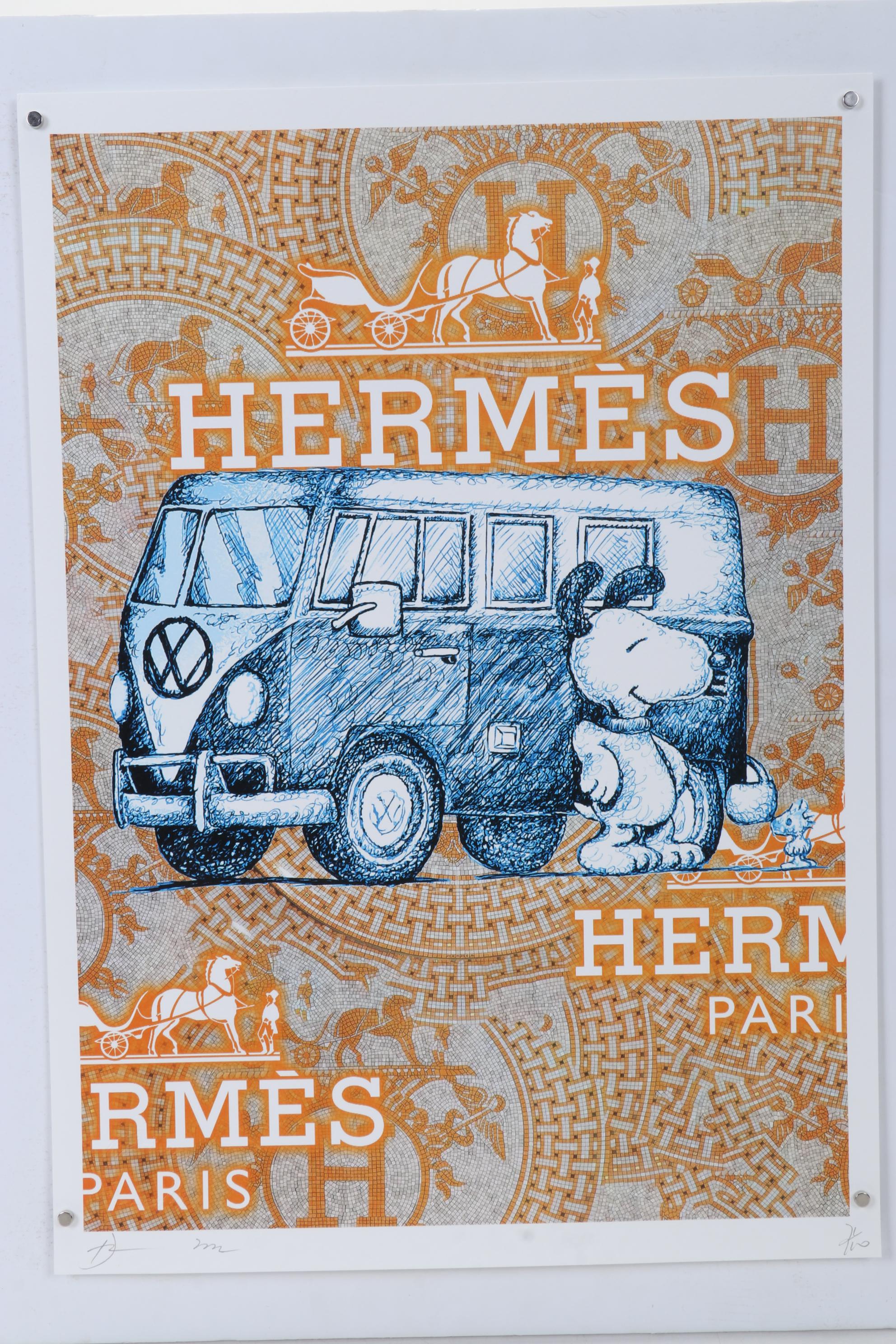 Death NYC Pop Art Graphic Print of Hermès Snoopy and VW Bus