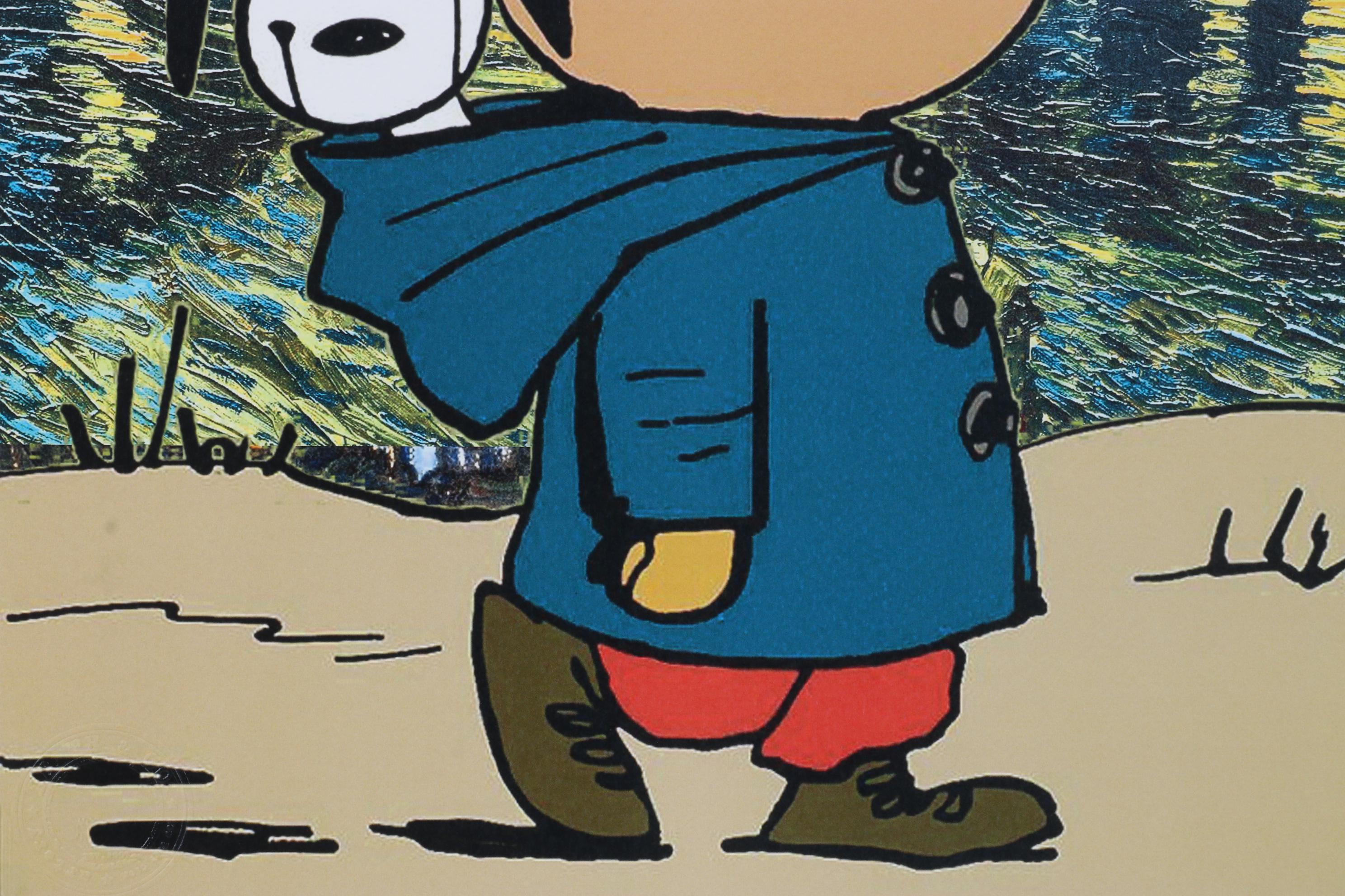 Death NYC Pop Art Graphic Print Charlie Brown and Snoopy with The Starry Night