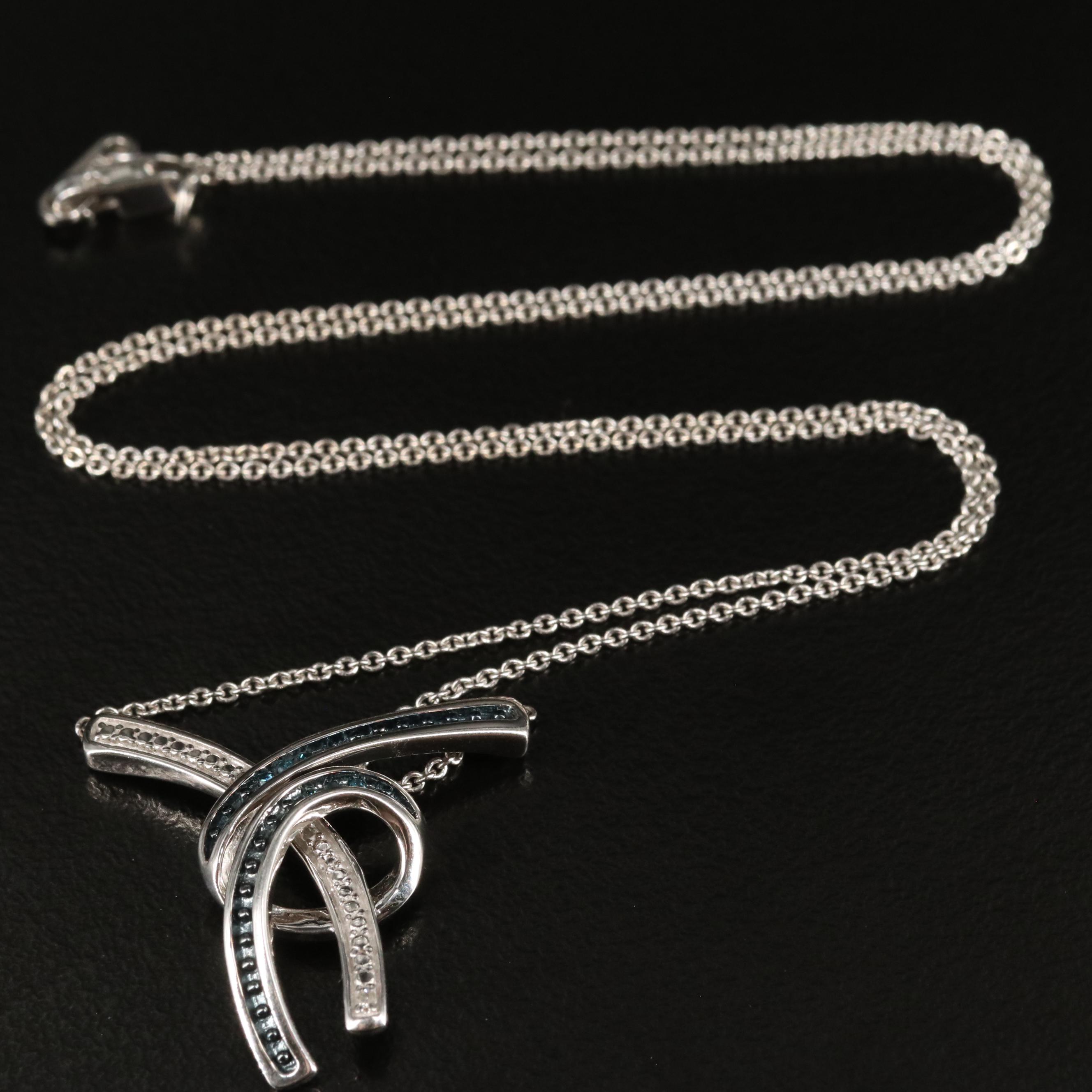 Sterling Diamond Bracelet, Earrings, and Necklace Set