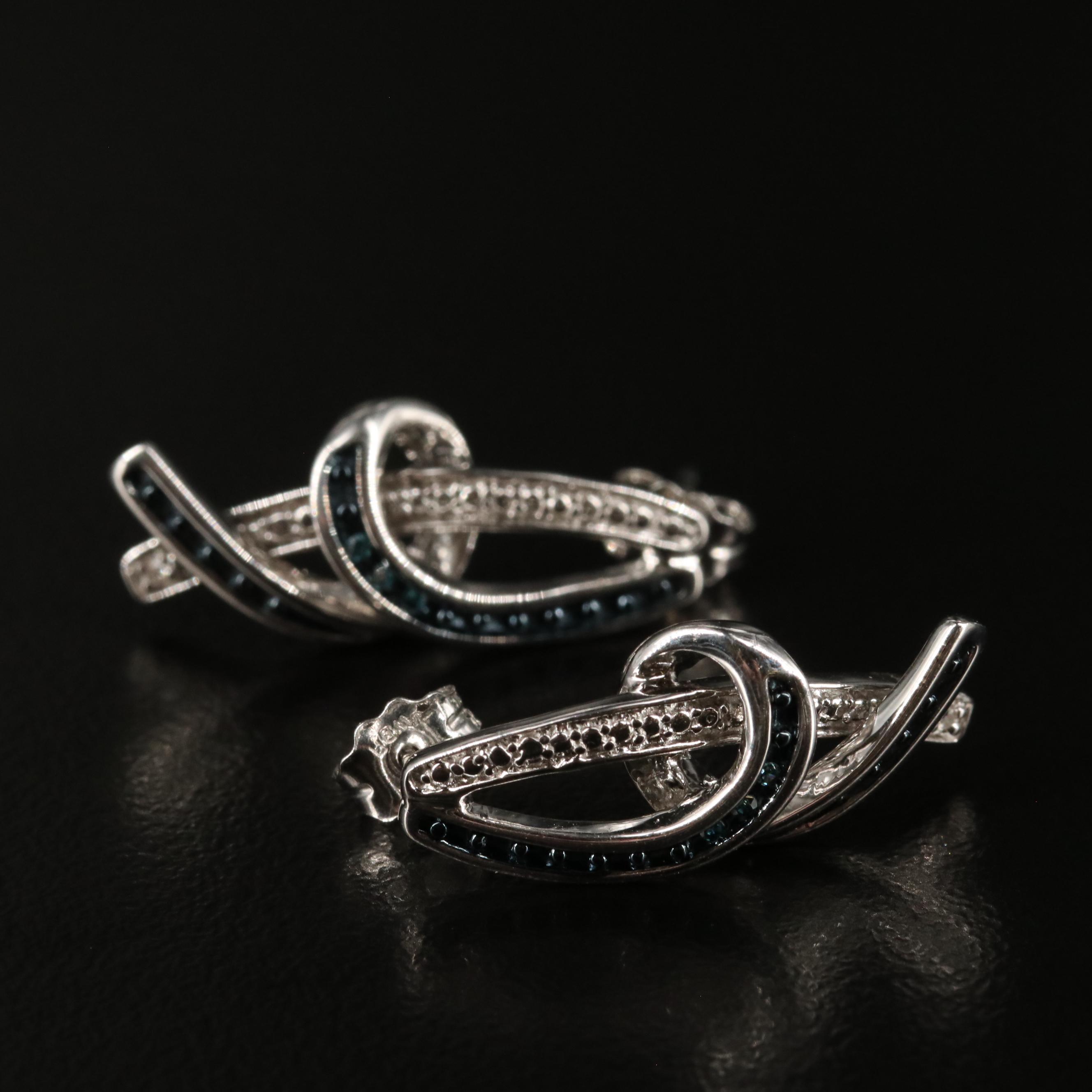 Sterling Diamond Bracelet, Earrings, and Necklace Set