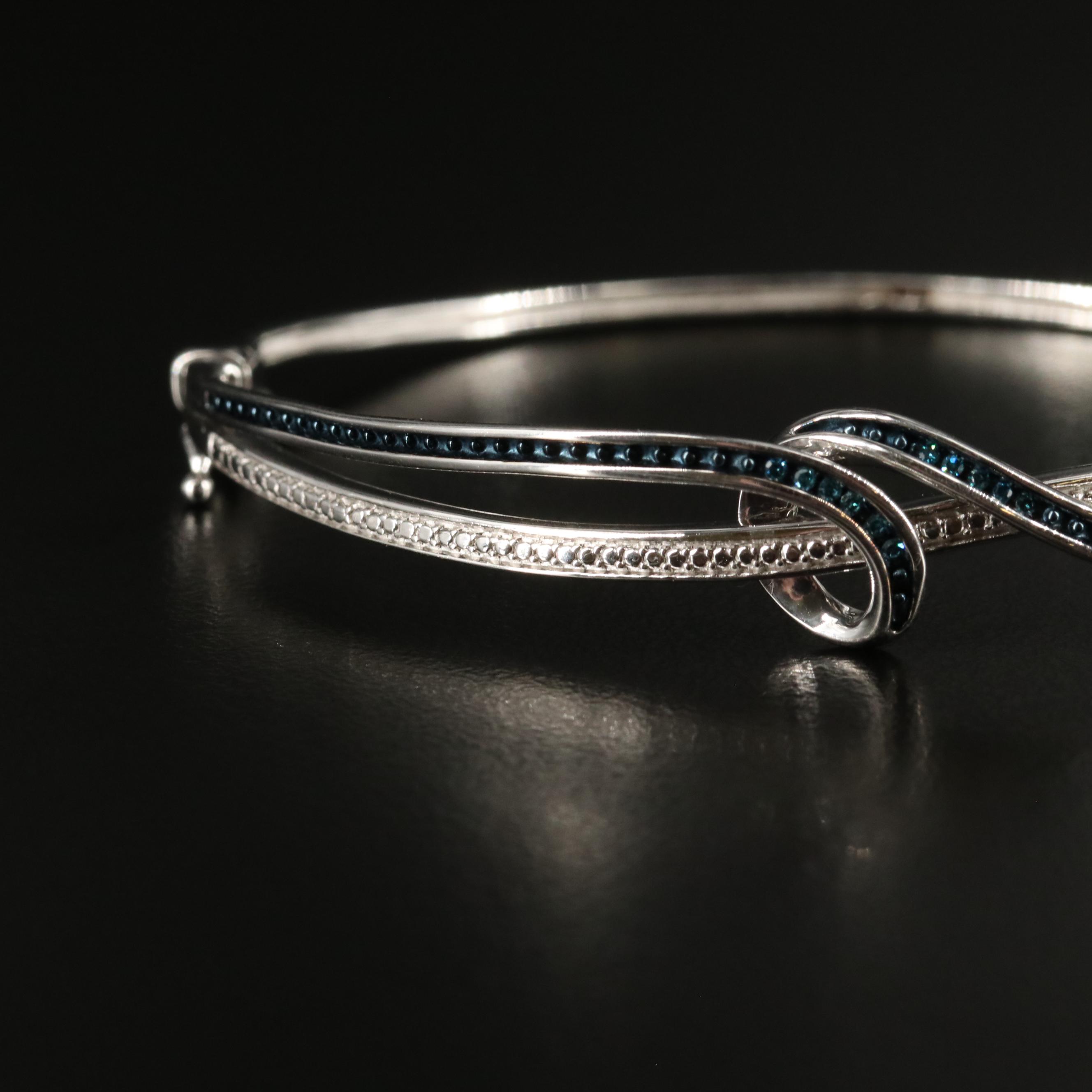 Sterling Diamond Bracelet, Earrings, and Necklace Set