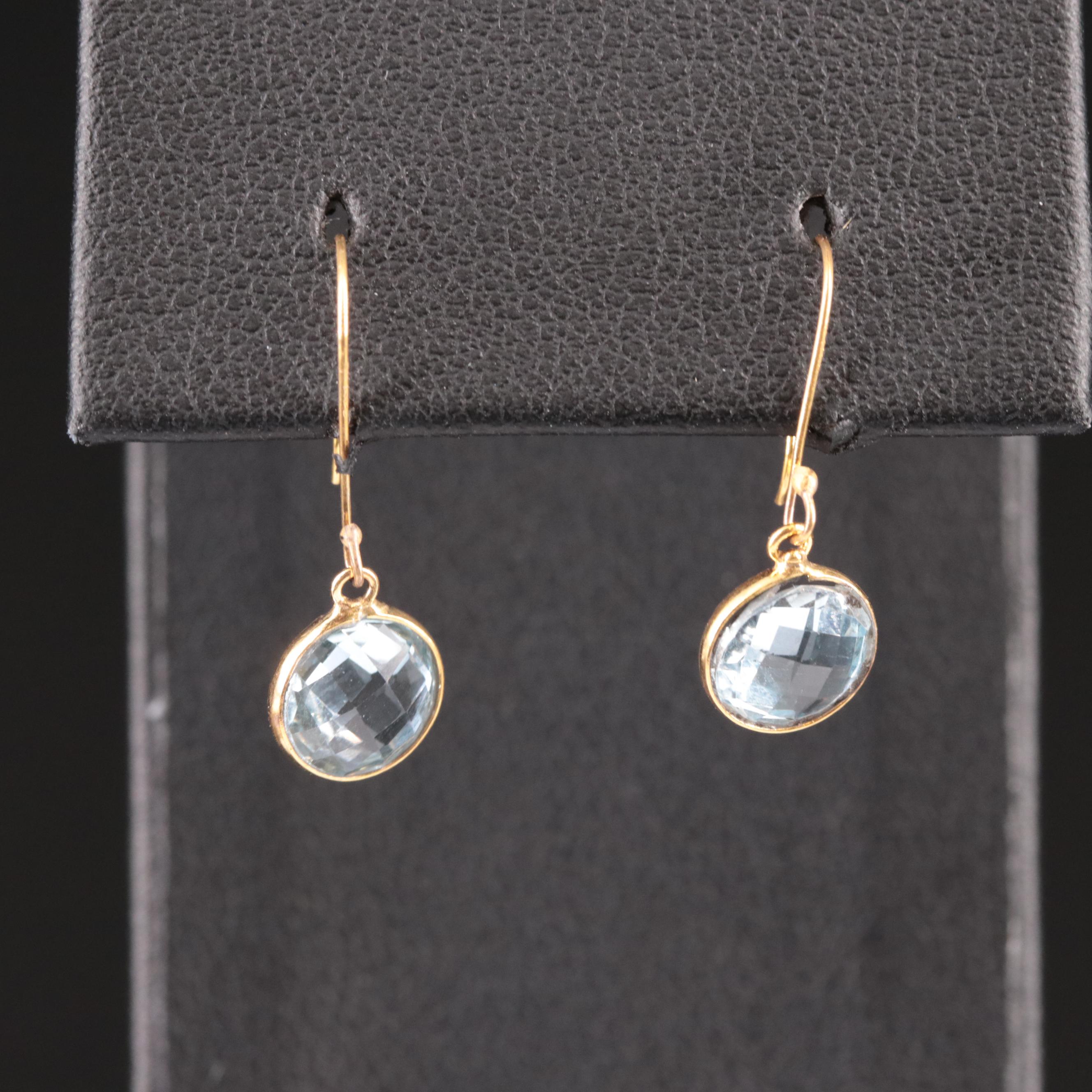 14K Blue Topaz Drop Earrings
