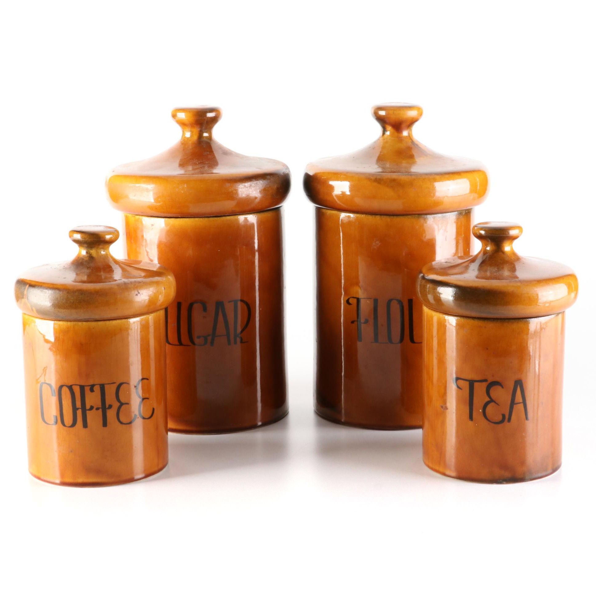 Holiday Designs Brown Glazed Ceramic Canister Set
