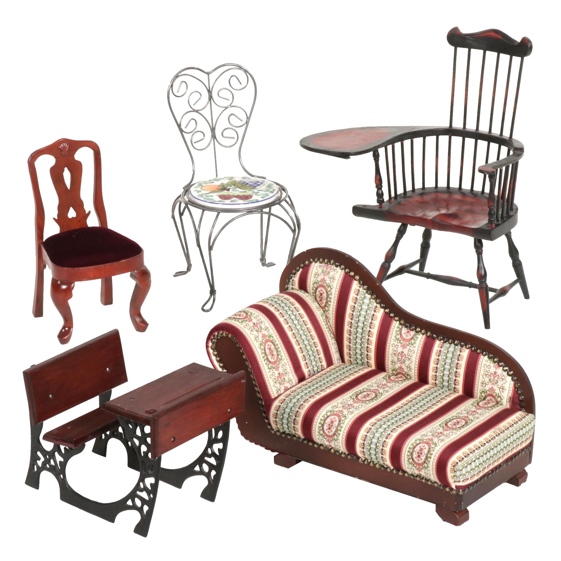 Small Scale Furniture Featuring Chaise Lounge Chair, Desk, and More