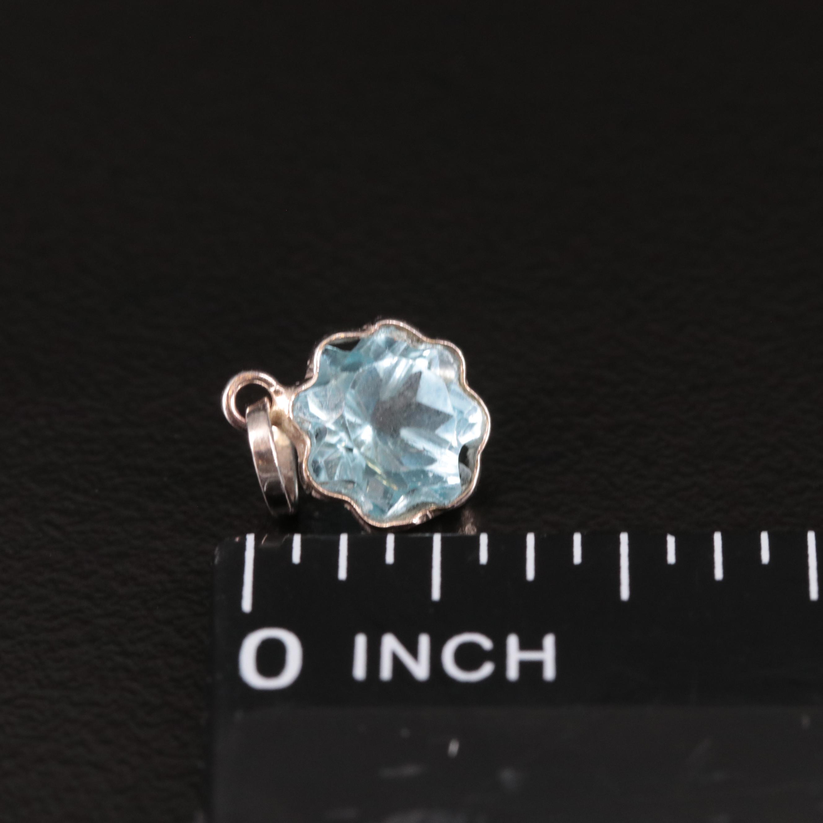 14K Blue Topaz Pendant