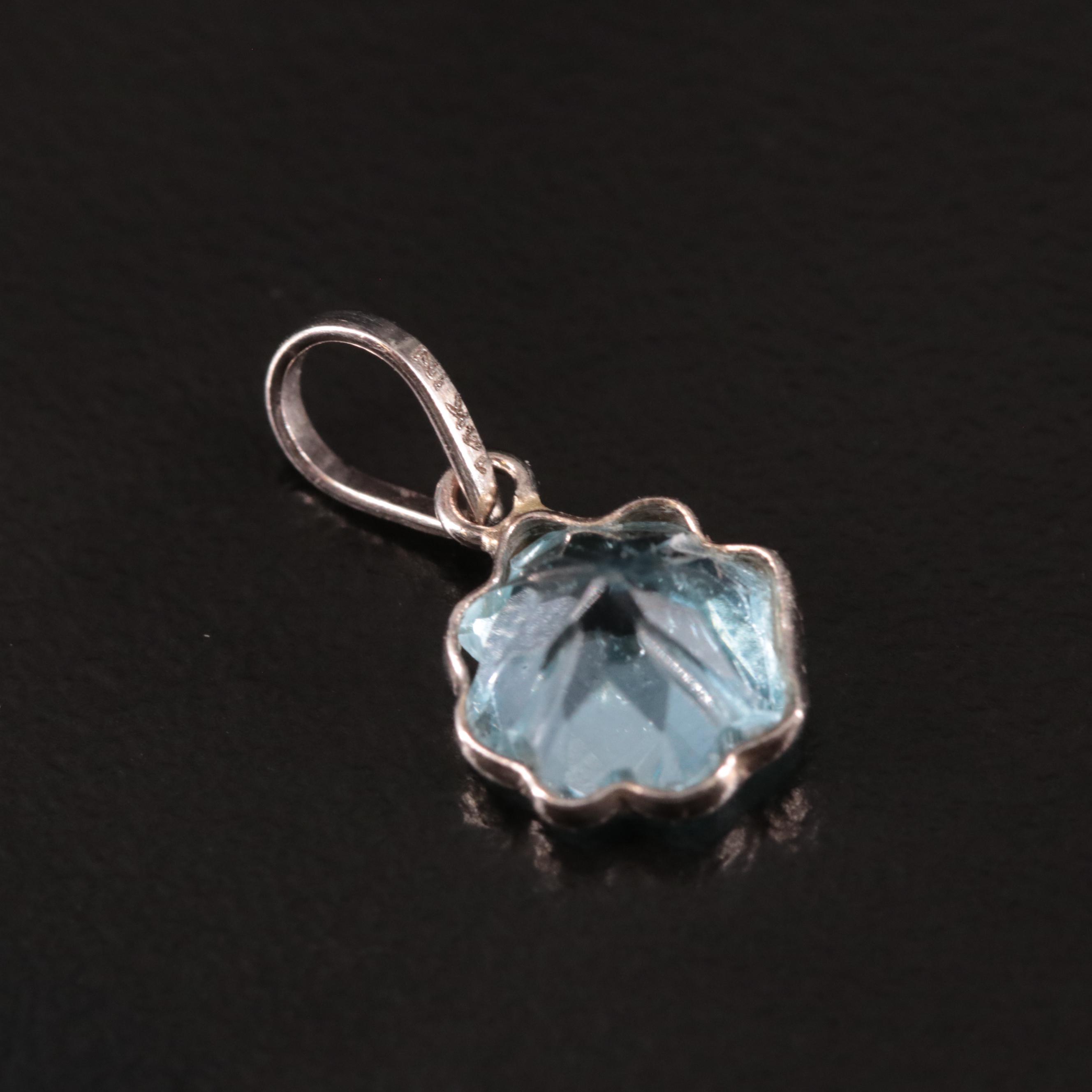 14K Blue Topaz Pendant
