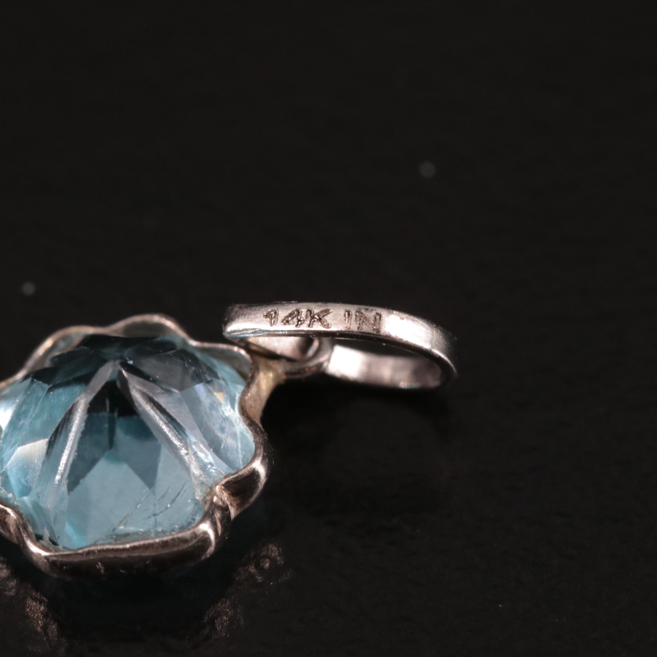 14K Blue Topaz Pendant
