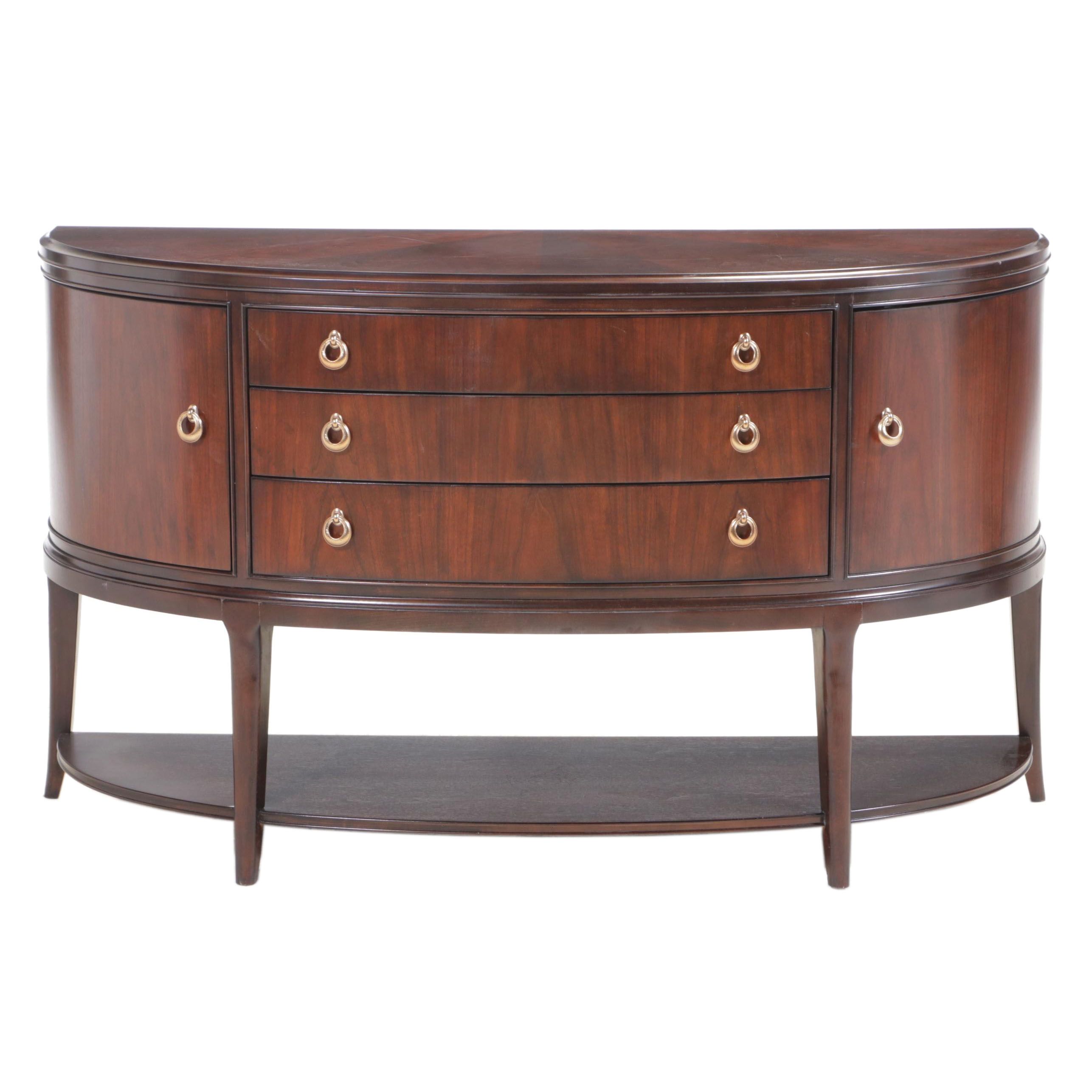 Thomasville "Studio 455" Art Moderne Style Walnut Demilune Sideboard