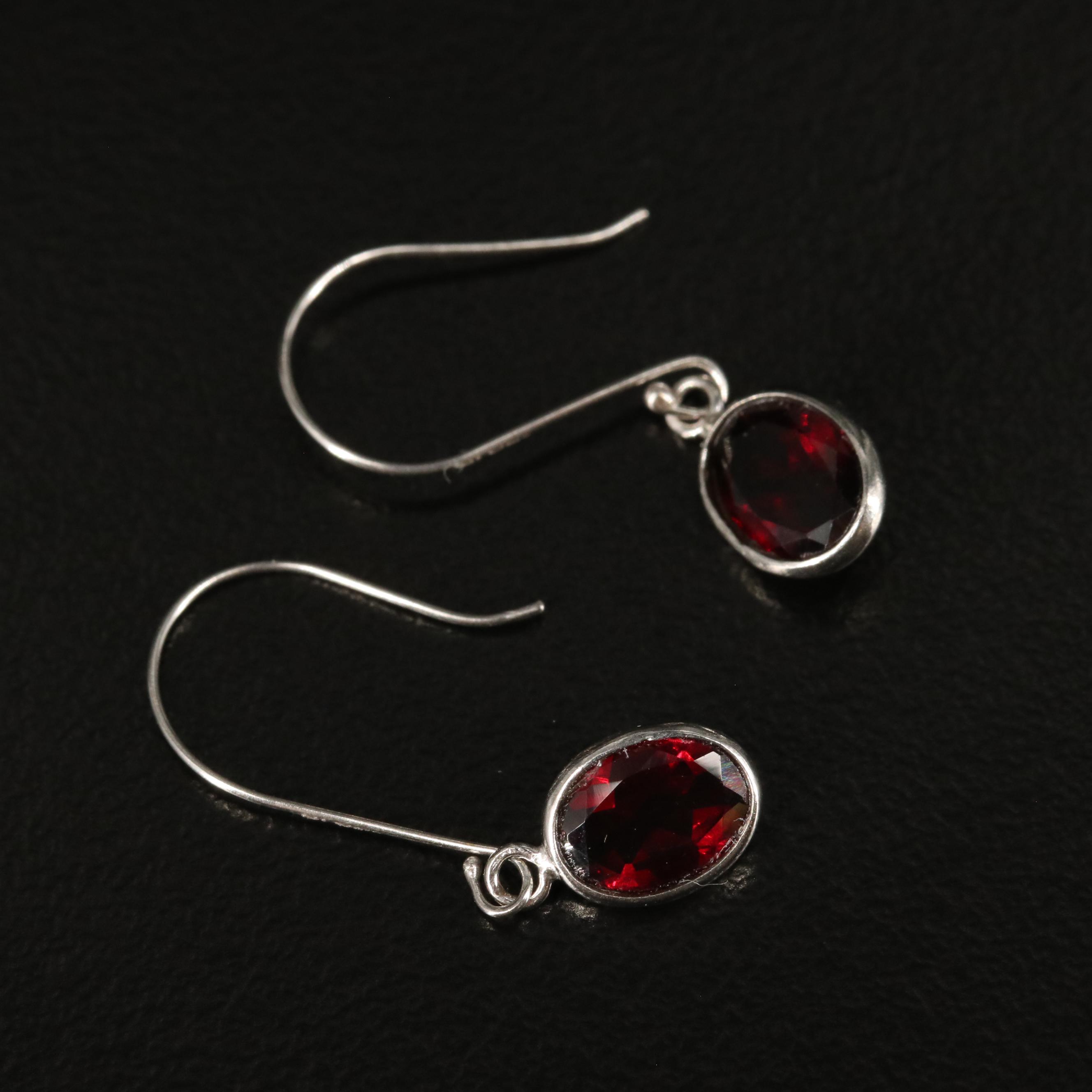 14K Garnet Drop Earrings