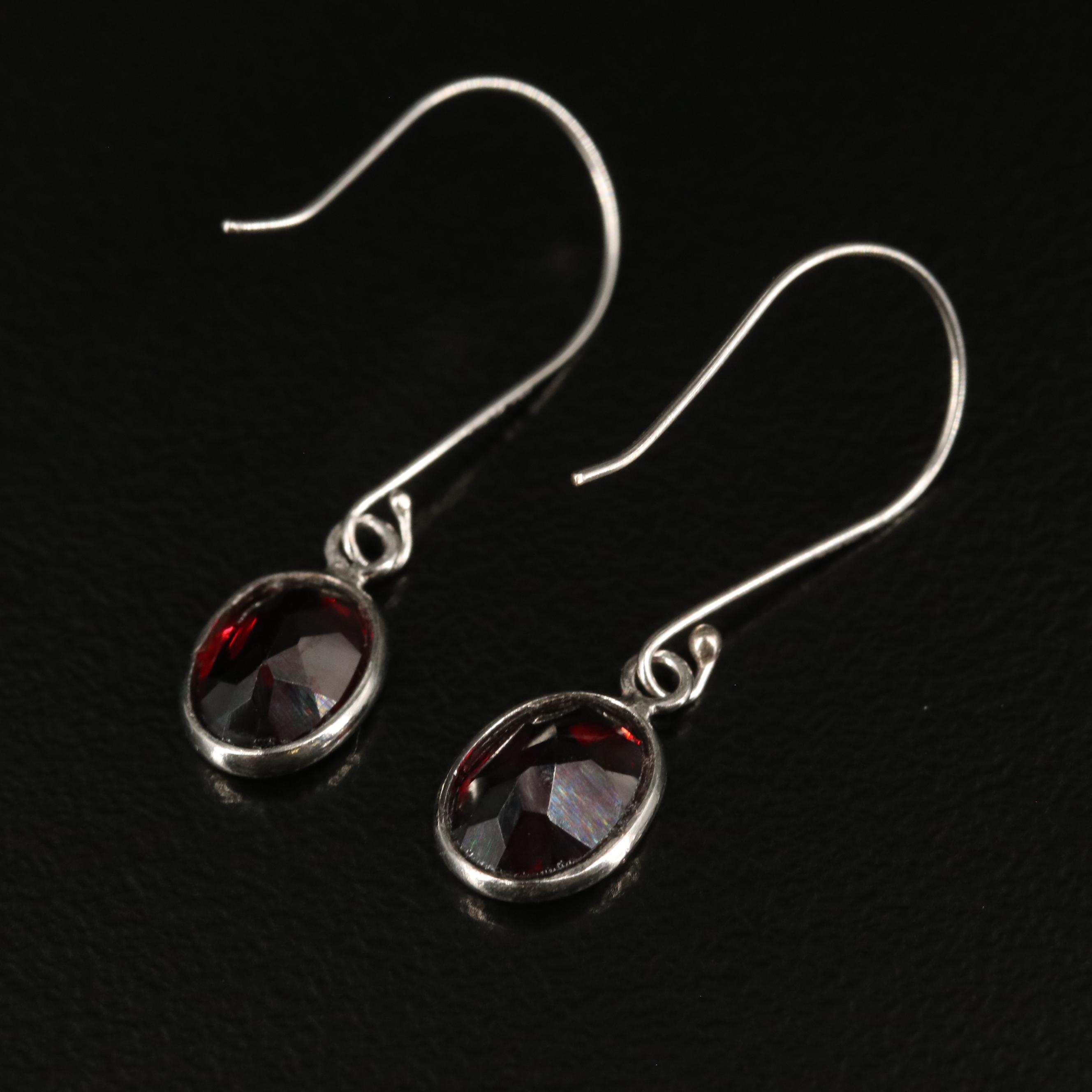 14K Garnet Drop Earrings