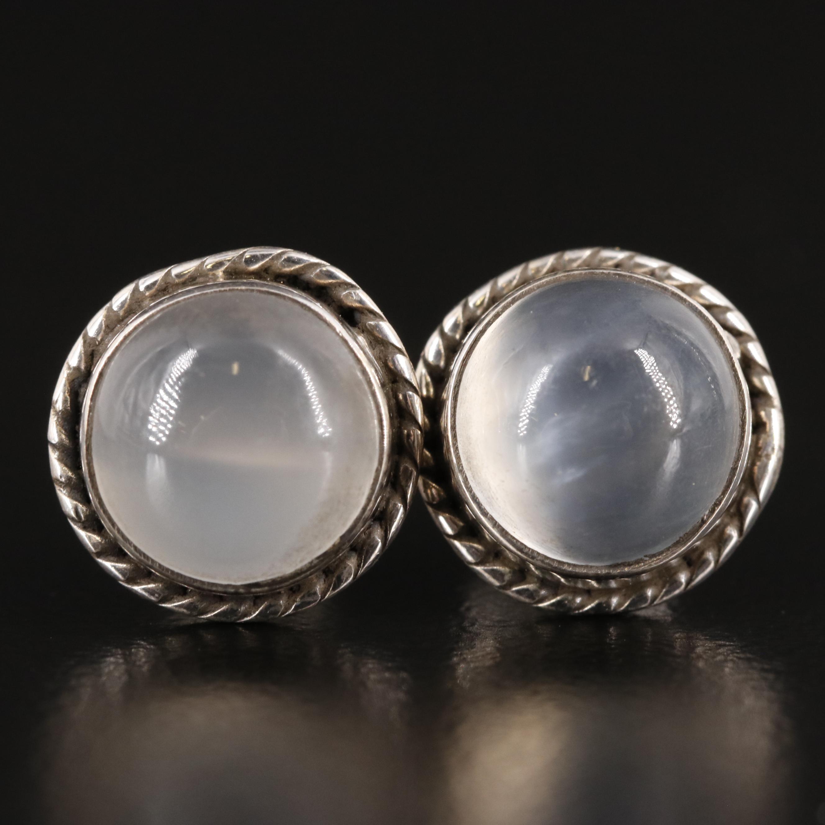 Sterling Moonstone Stud Earrings