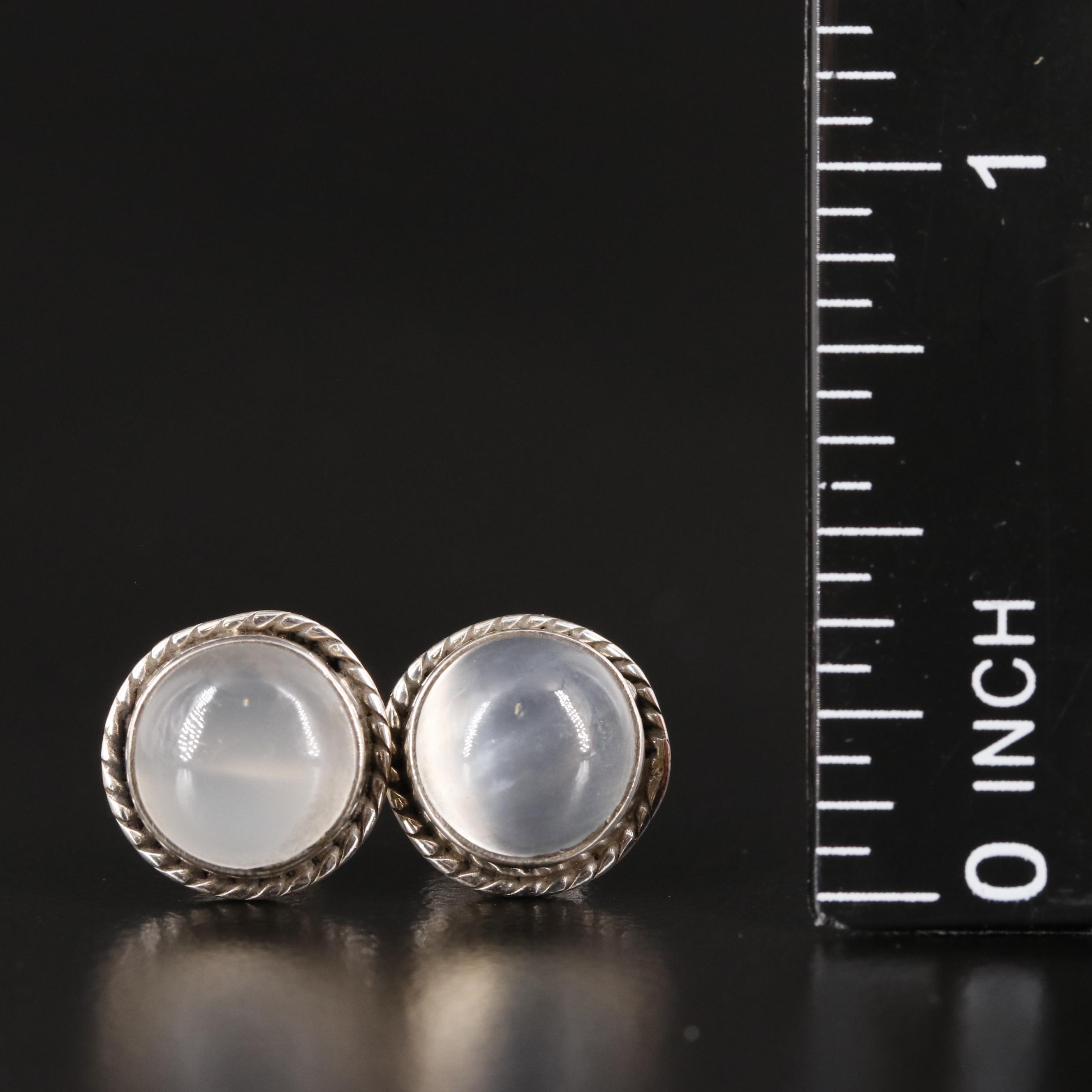 Sterling Moonstone Stud Earrings