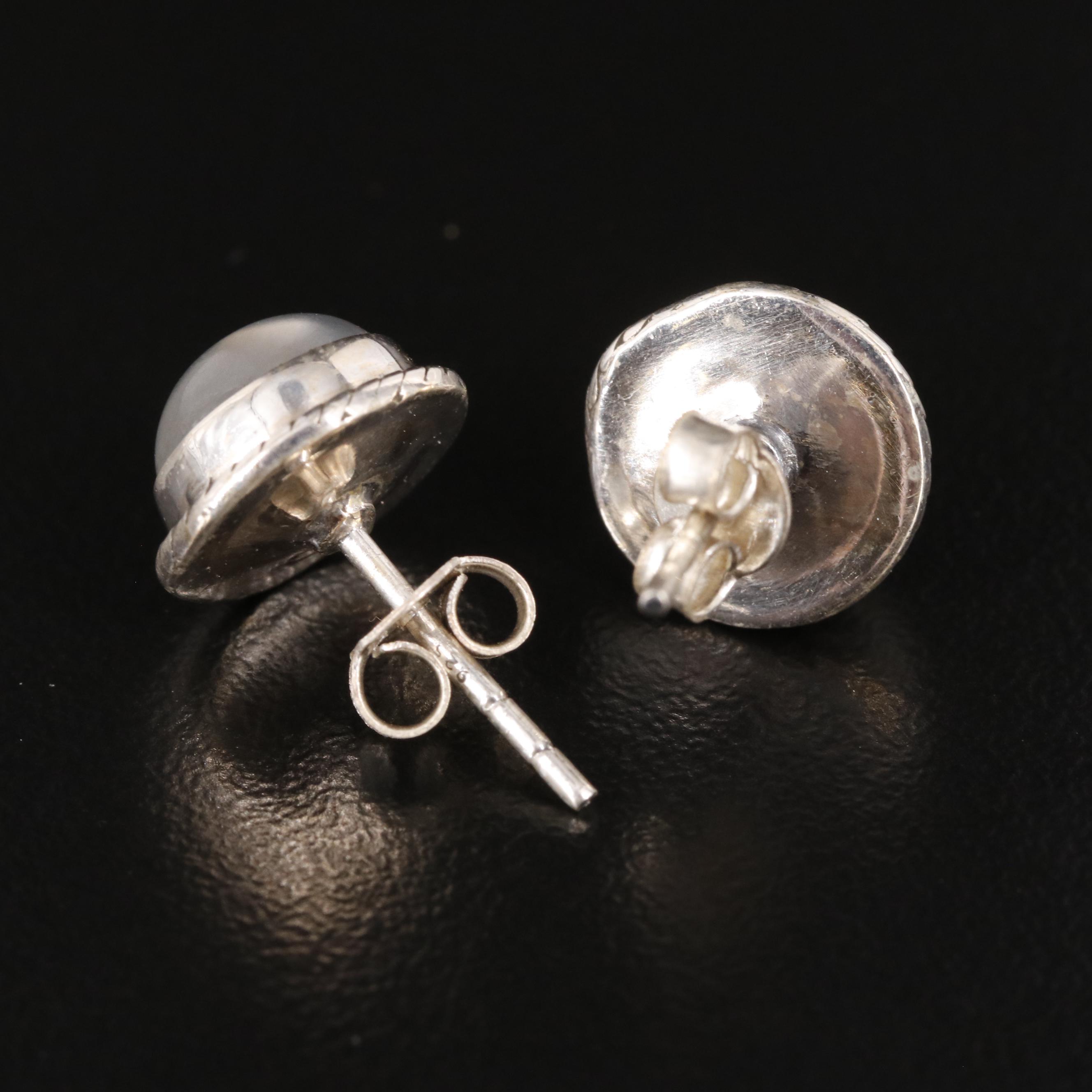 Sterling Moonstone Stud Earrings