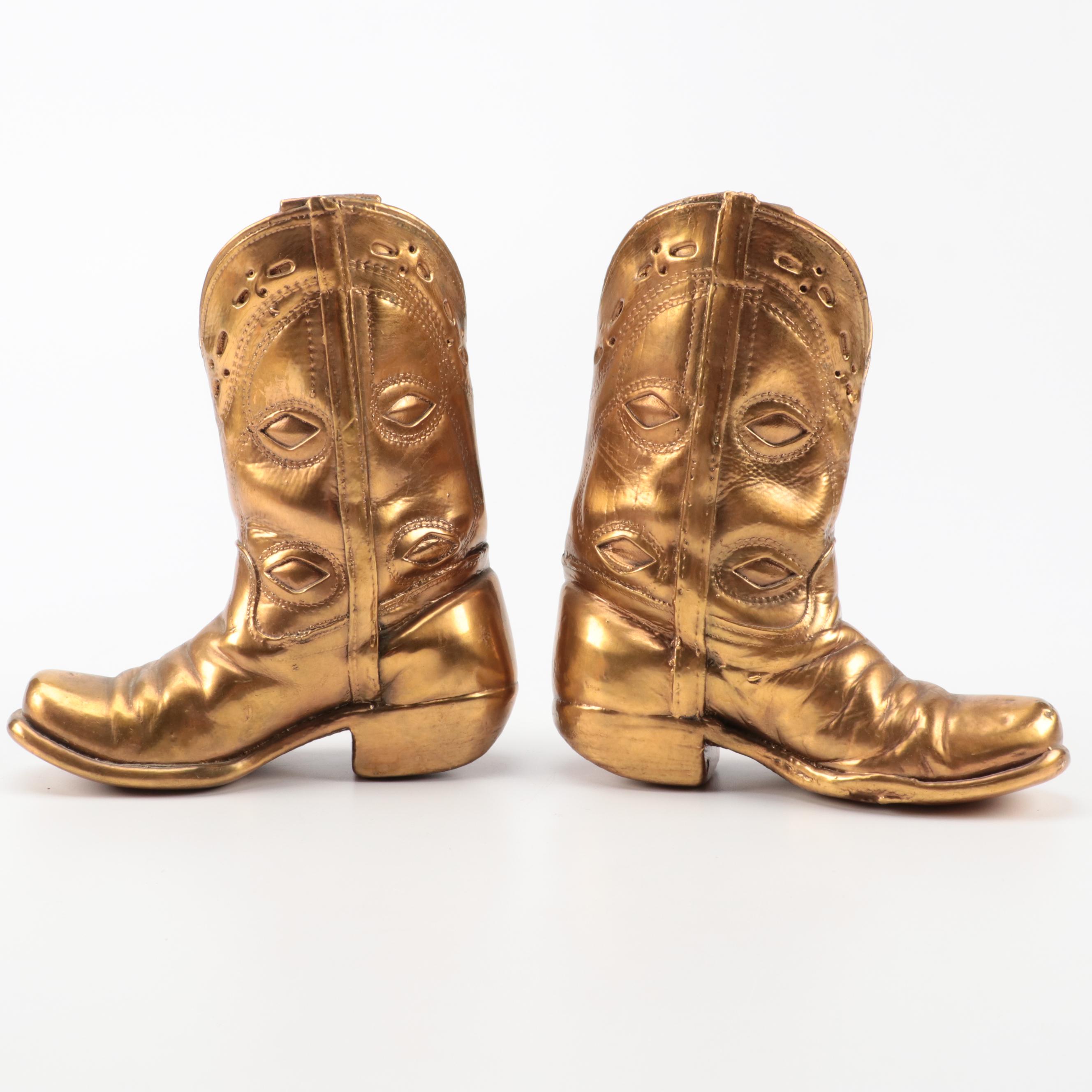 Pair of Bronzed Child's Cowboy Boots