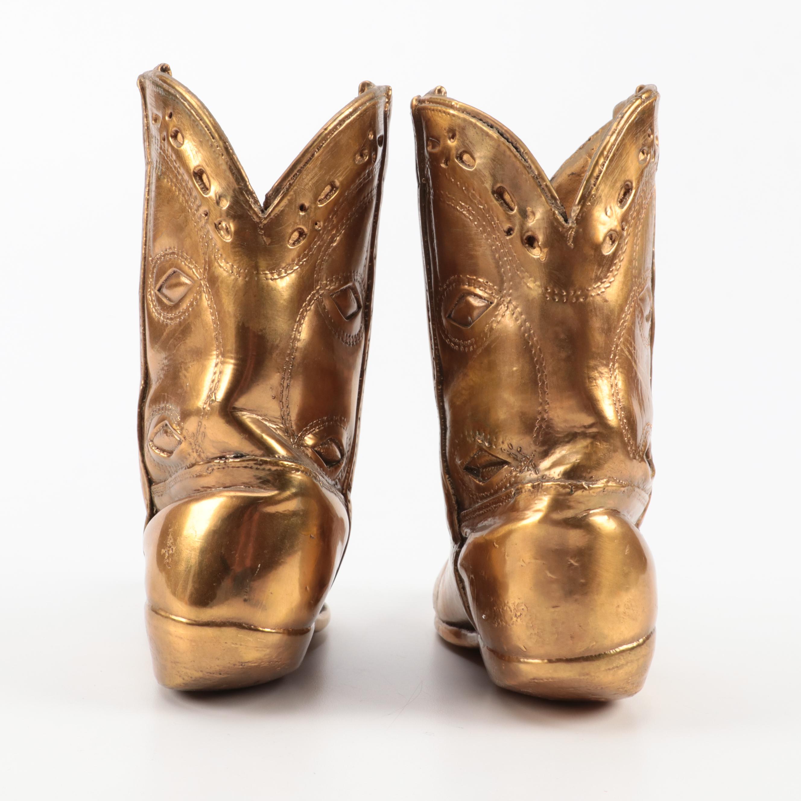 Pair of Bronzed Child's Cowboy Boots