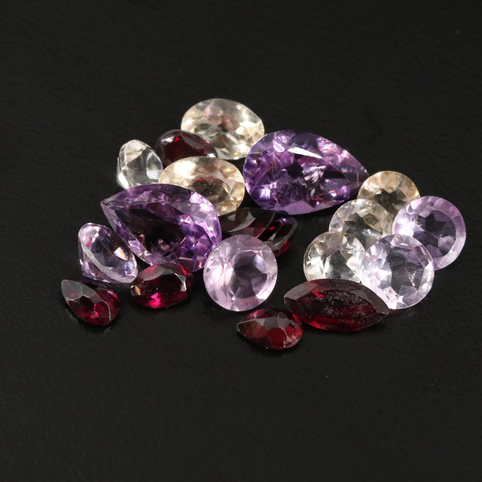 Loose 20.65 CTW Amethyst, Citrine, and Garnet Lot