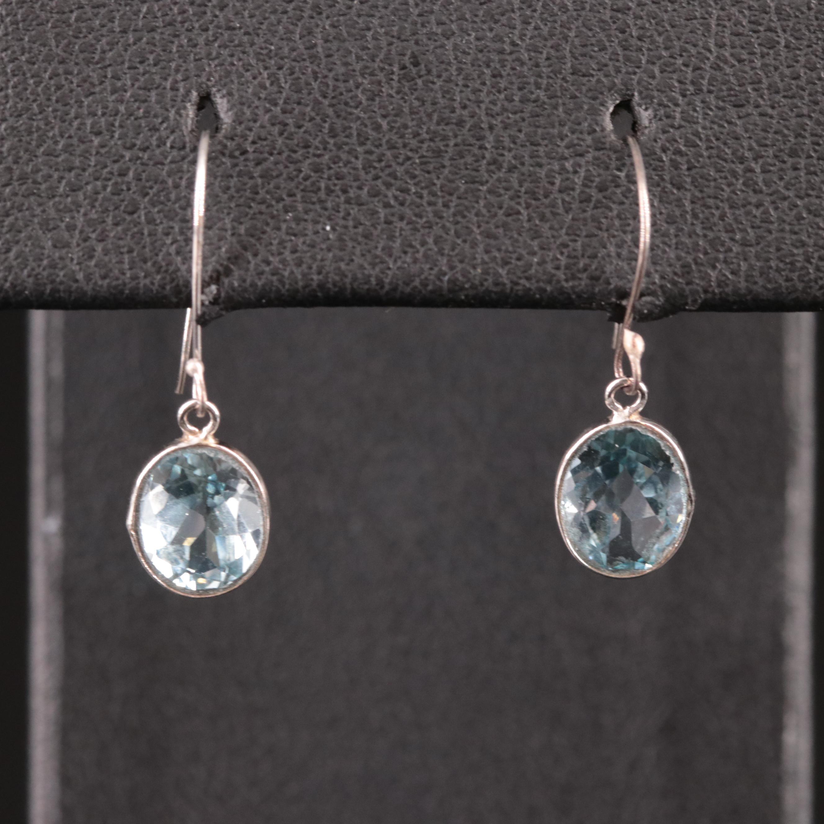 14K Blue Topaz Drop Earrings