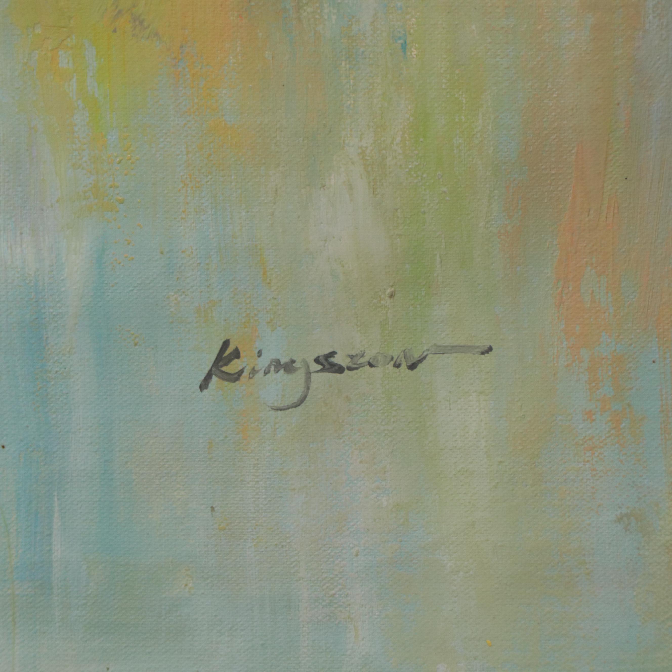 Kingston Impressionist Style Pond Landscape Oil Painting, 21st Century