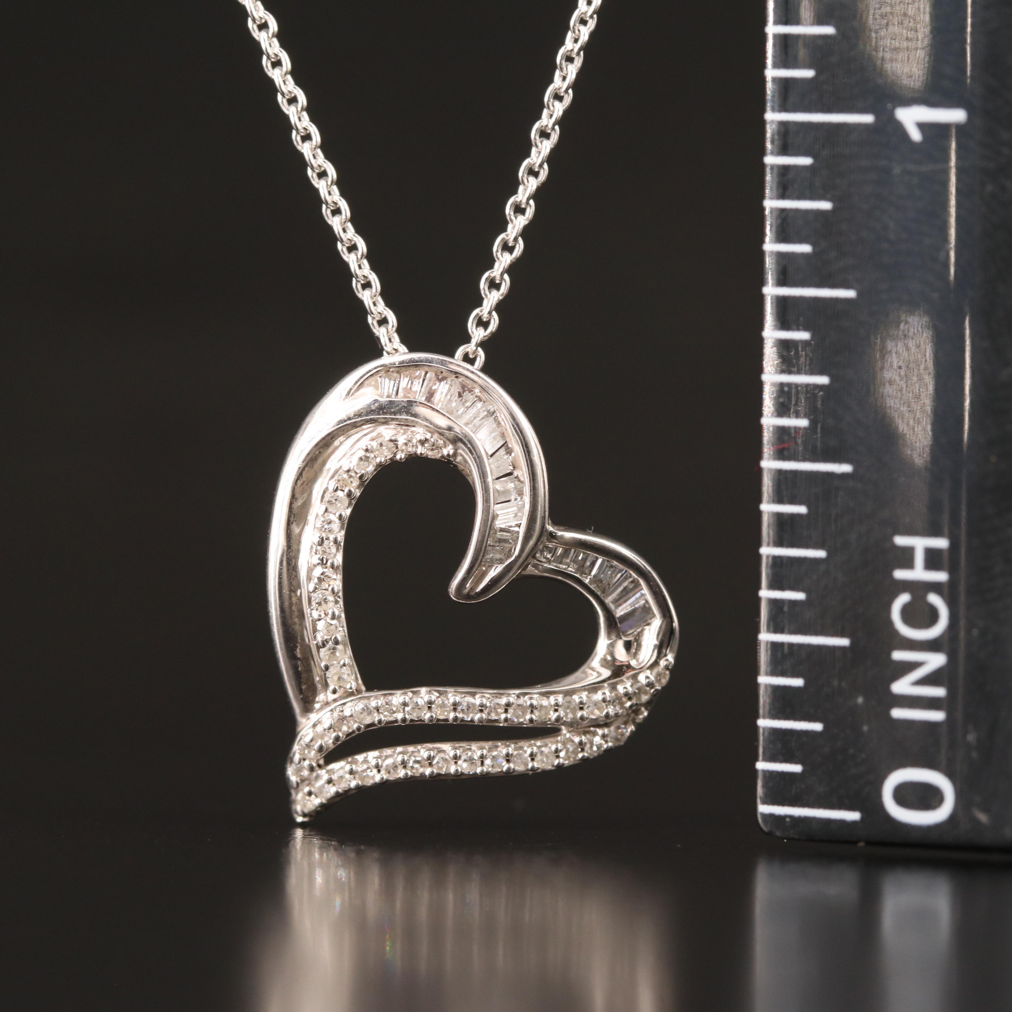 Sterling Diamond Heart Pendant Necklace
